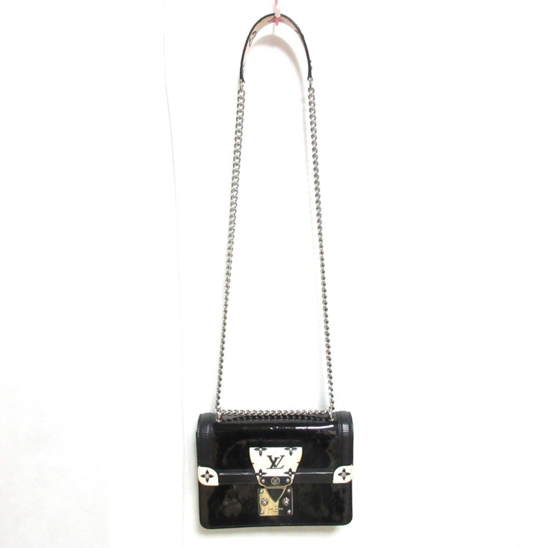 LOUIS VUITTON Louis Vuitton Winewood PM Vernis Monogram Epi Chain Shoulder Bag M90445 Noir White Women's