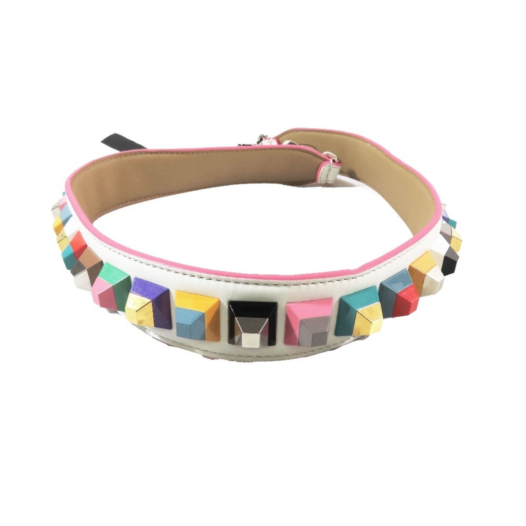 FENDI Rockstud Strap You Leather Bag Shoulder Strap, Multicolor