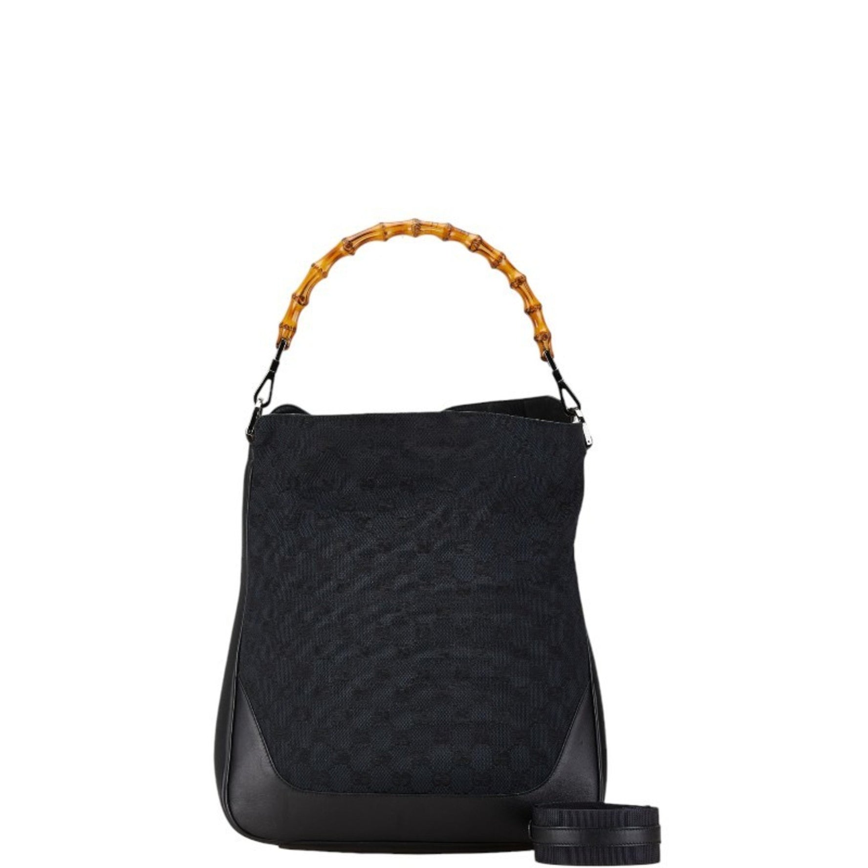Gucci GG Canvas Bamboo Handbag Shoulder Bag 001 4053 1705 Black Leather Women's GUCCI