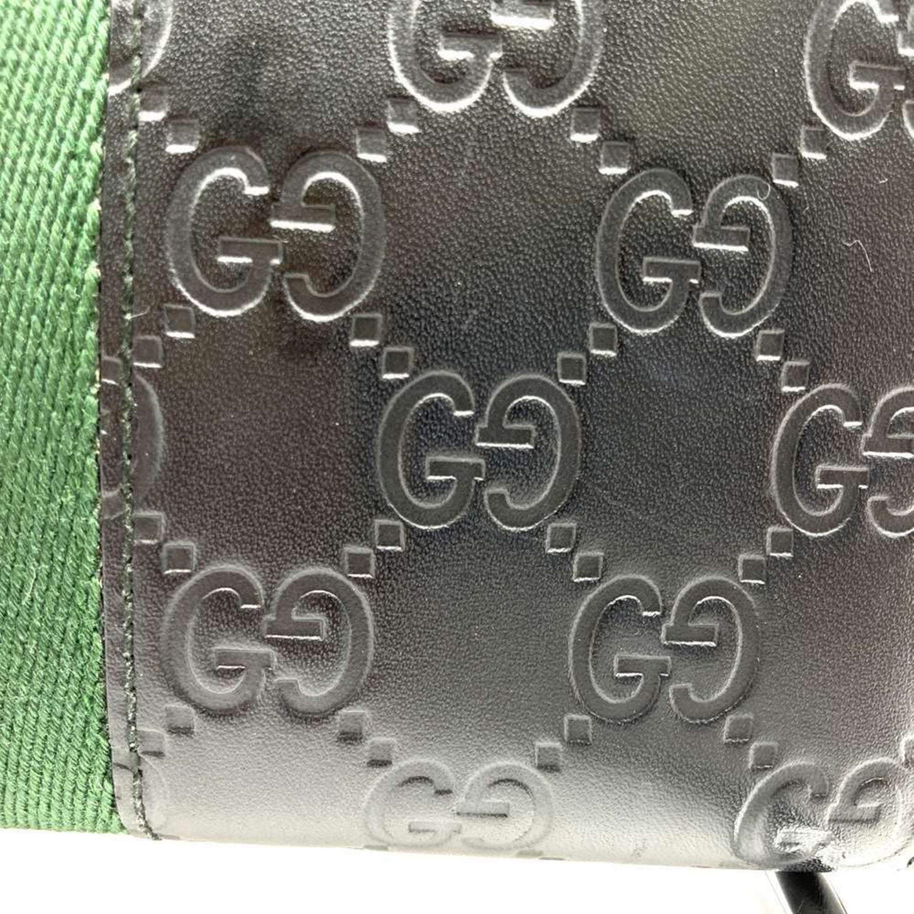 GUCCI Long Wallet Guccissima New Web Black Sherry Line for Men and Women