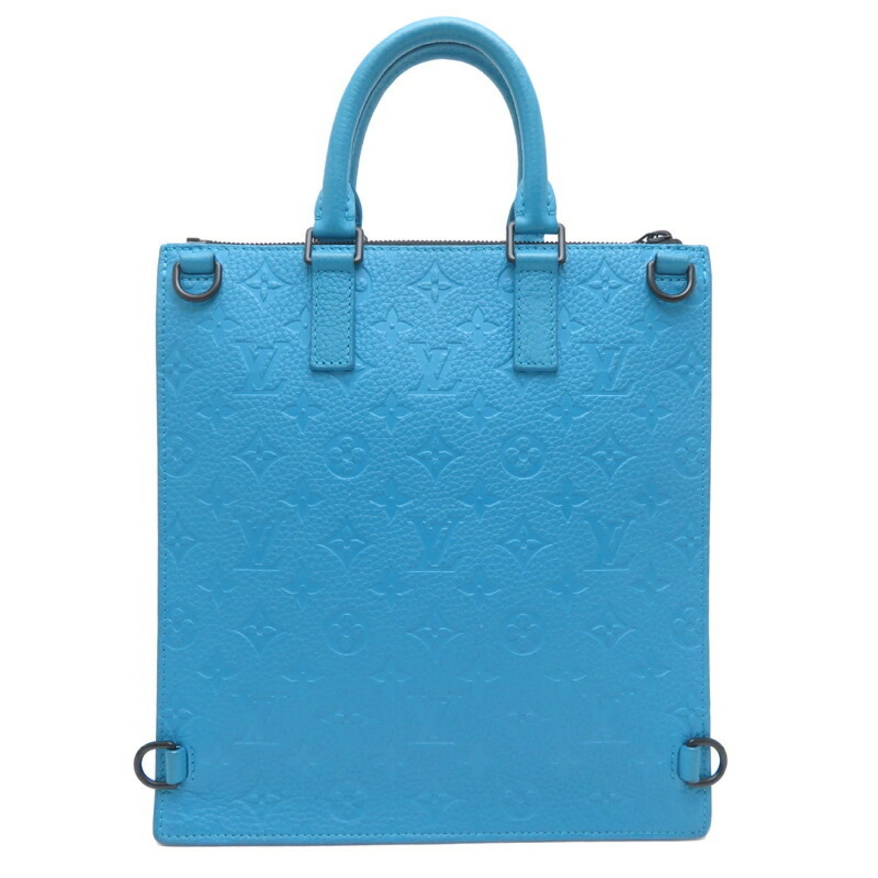 Louis Vuitton Sac Plat Men's Tote Bag Leather Turquoise (Blue)
