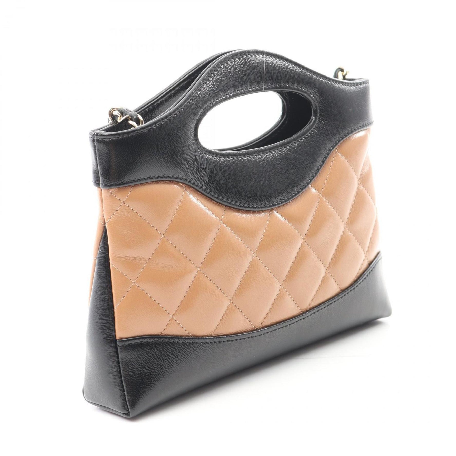 CHANEL 31 Nano Shoulder Bag, Leather, Black and Beige