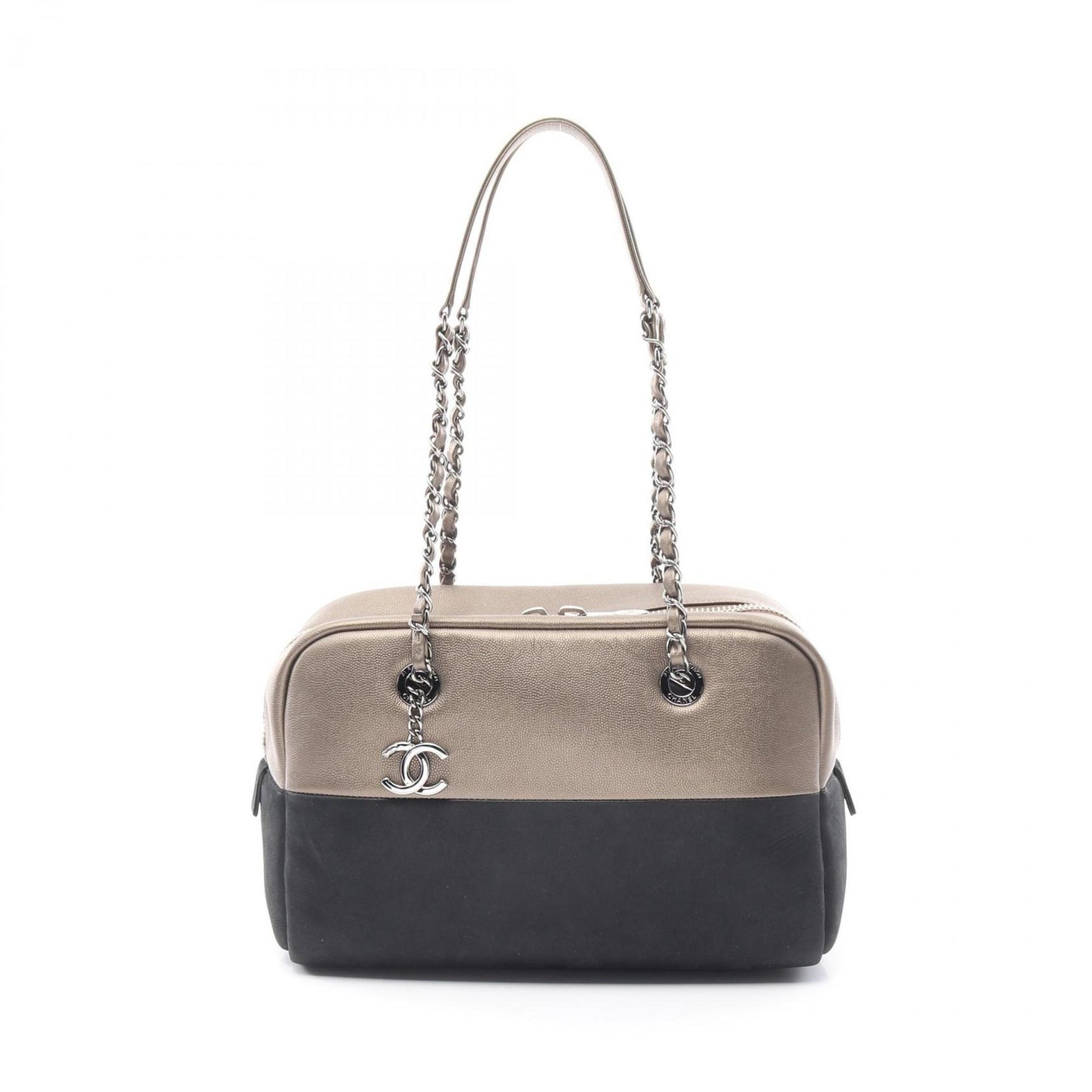 CHANEL Coco Mark Charm Shoulder Bag Calfskin (Cowhide) Black Brown