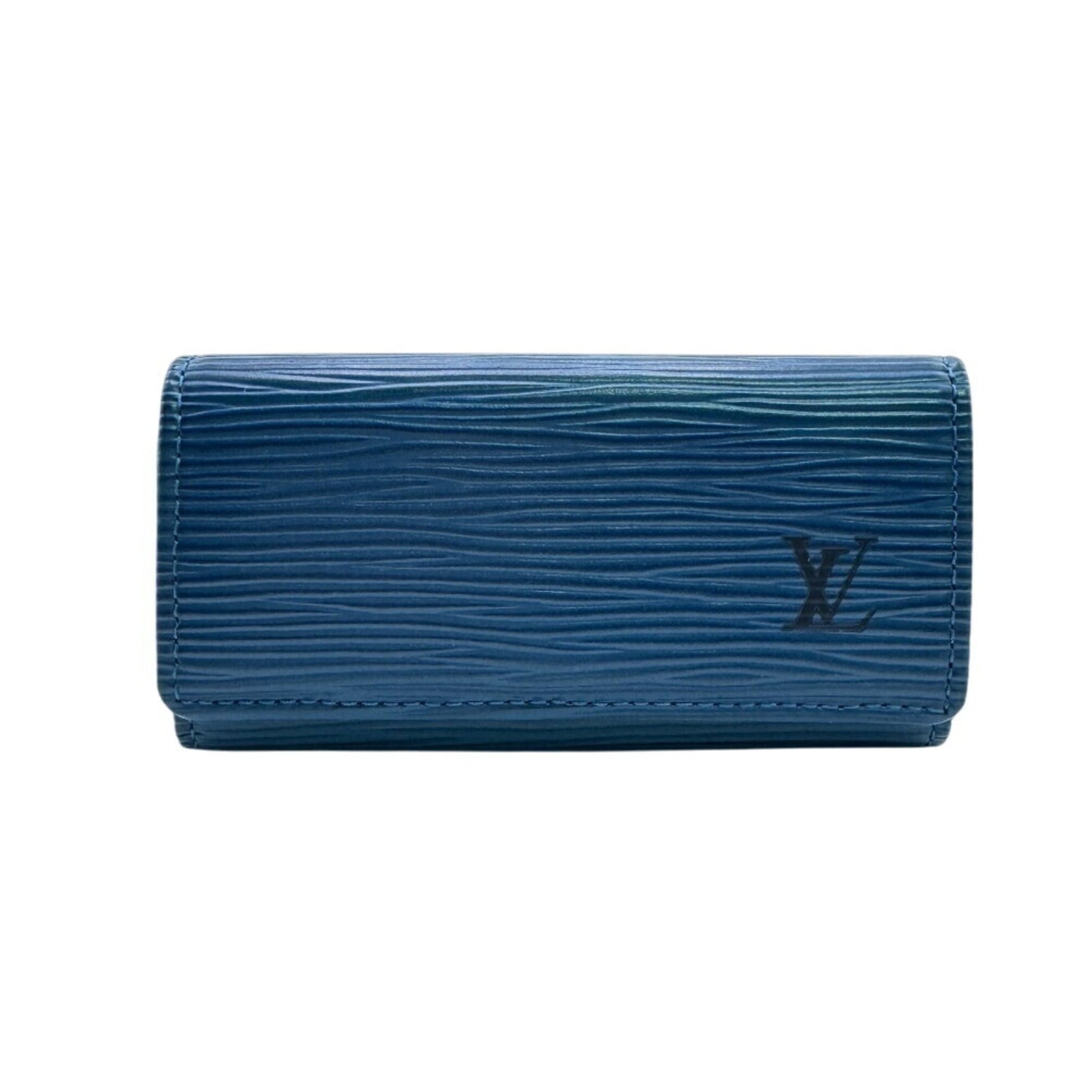 LOUIS VUITTON Multicle 4 Tri-fold Snap Button Epi Leather Key Case Blue