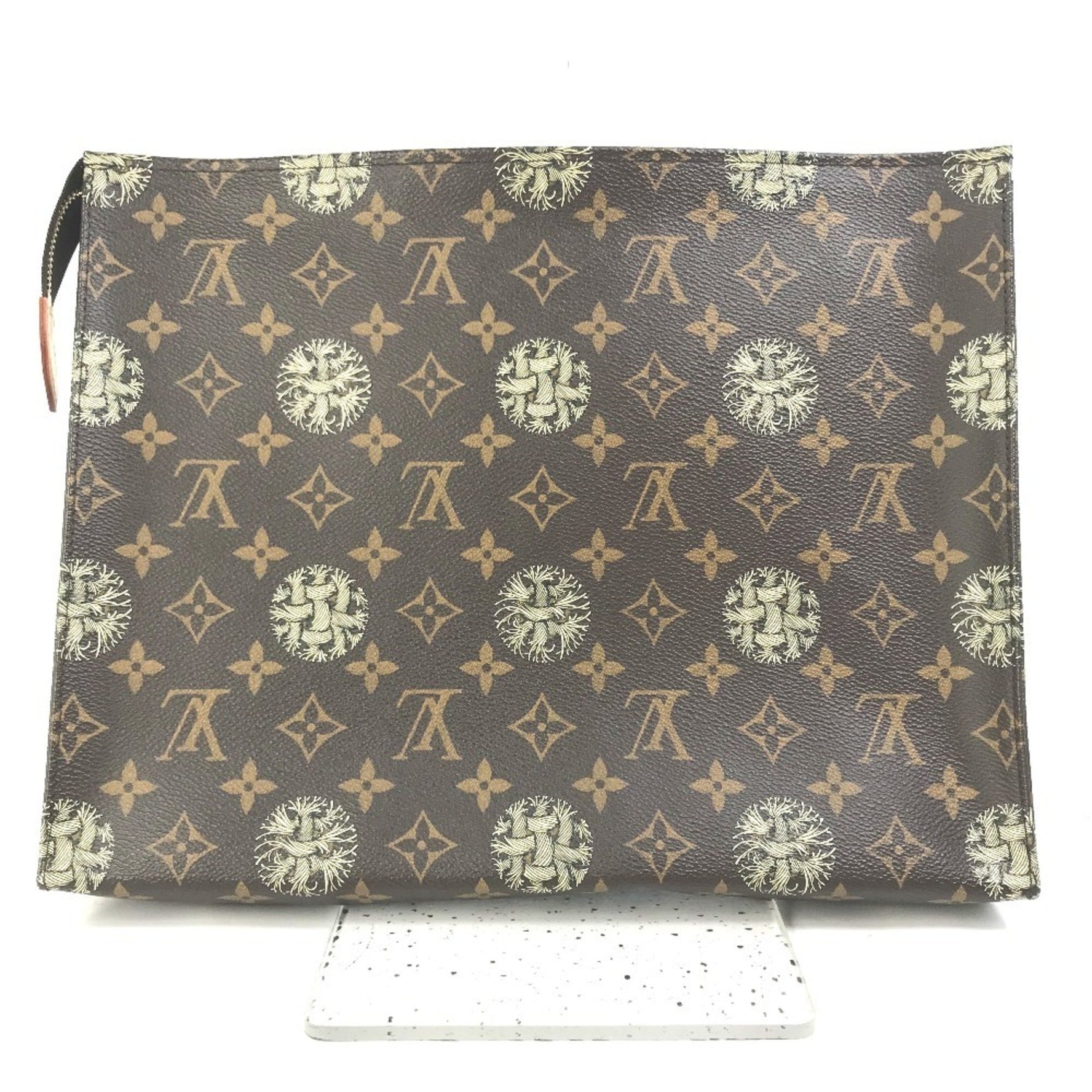 LOUIS VUITTON M41513 Monogram Christopher Nemeth Rope Pochette Voyage Clutch Bag in Canvas, Men's, Brown