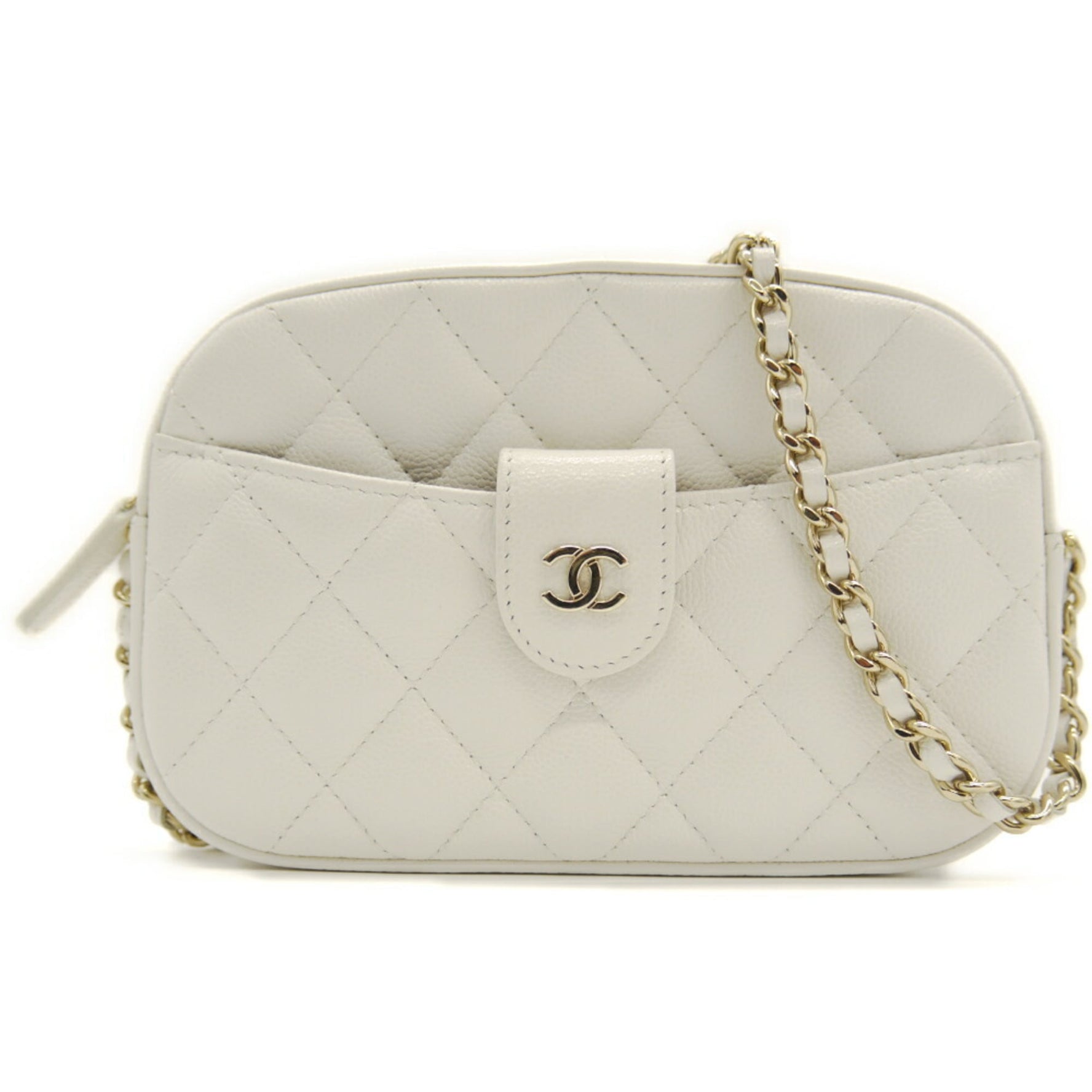 CHANEL Matelasse Chain Shoulder Bag Caviar Skin Coco Mark