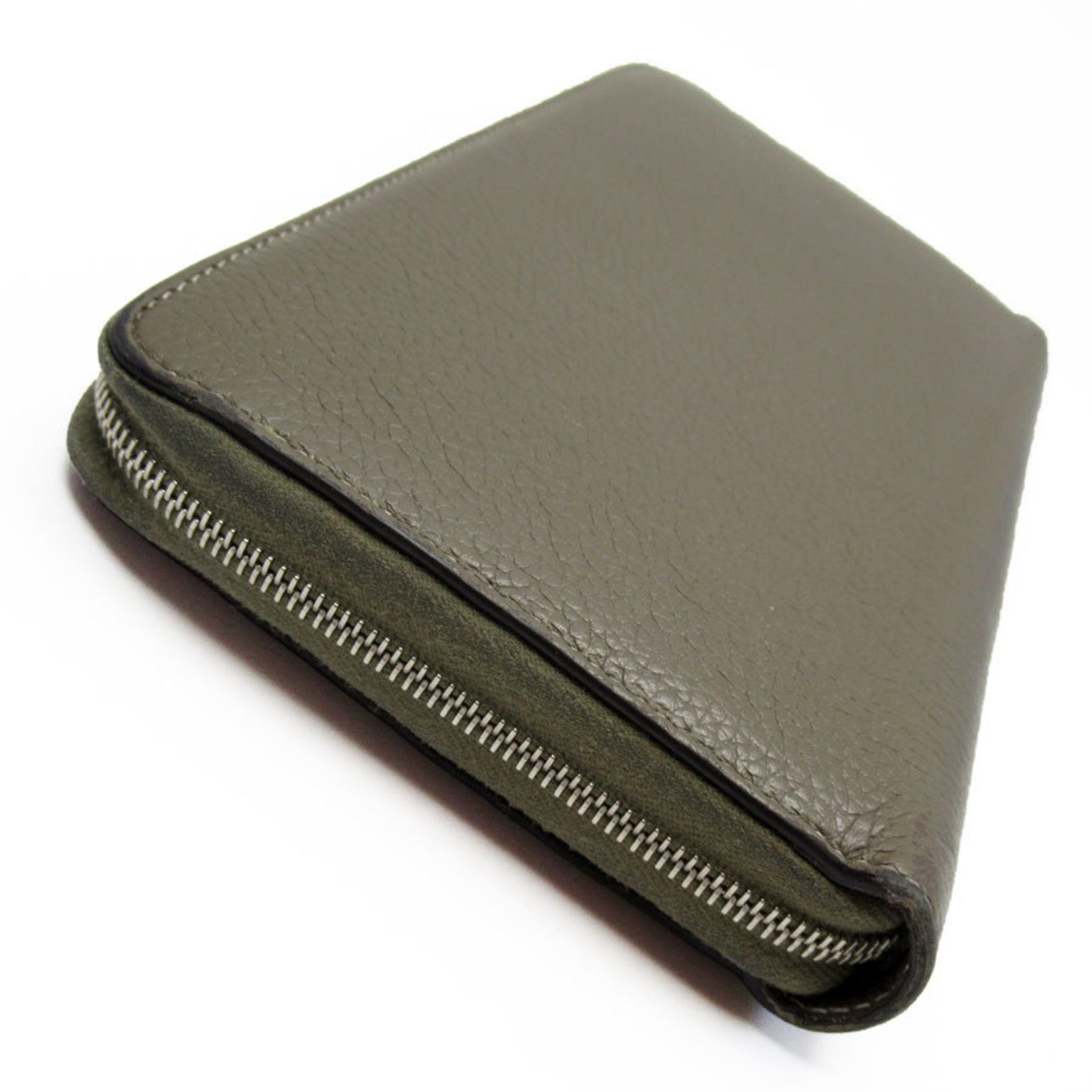 CELINE Round Long Wallet Leather Greige