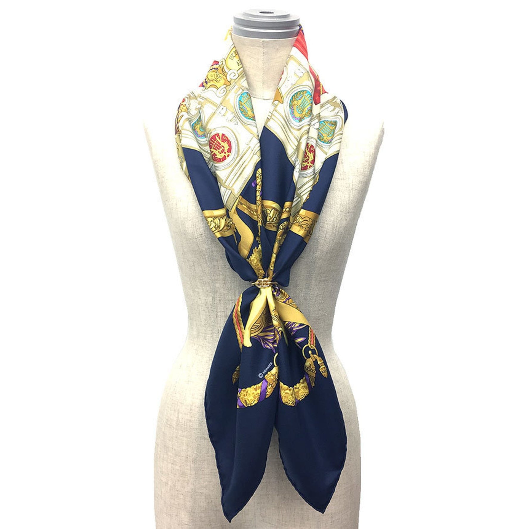 HERMES Carré 90 Scarf/Muffler, Hommage a Charles Garnier, Tribute to 100% Silk