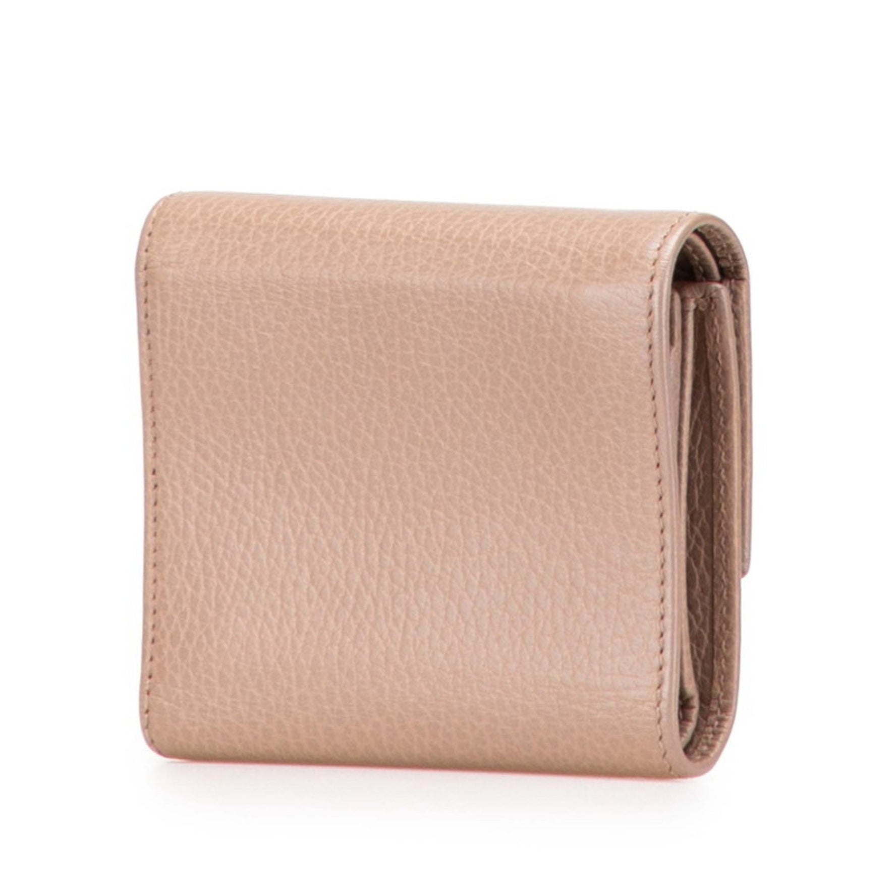 Gucci GG Marmont Tri-fold Wallet Greige Leather