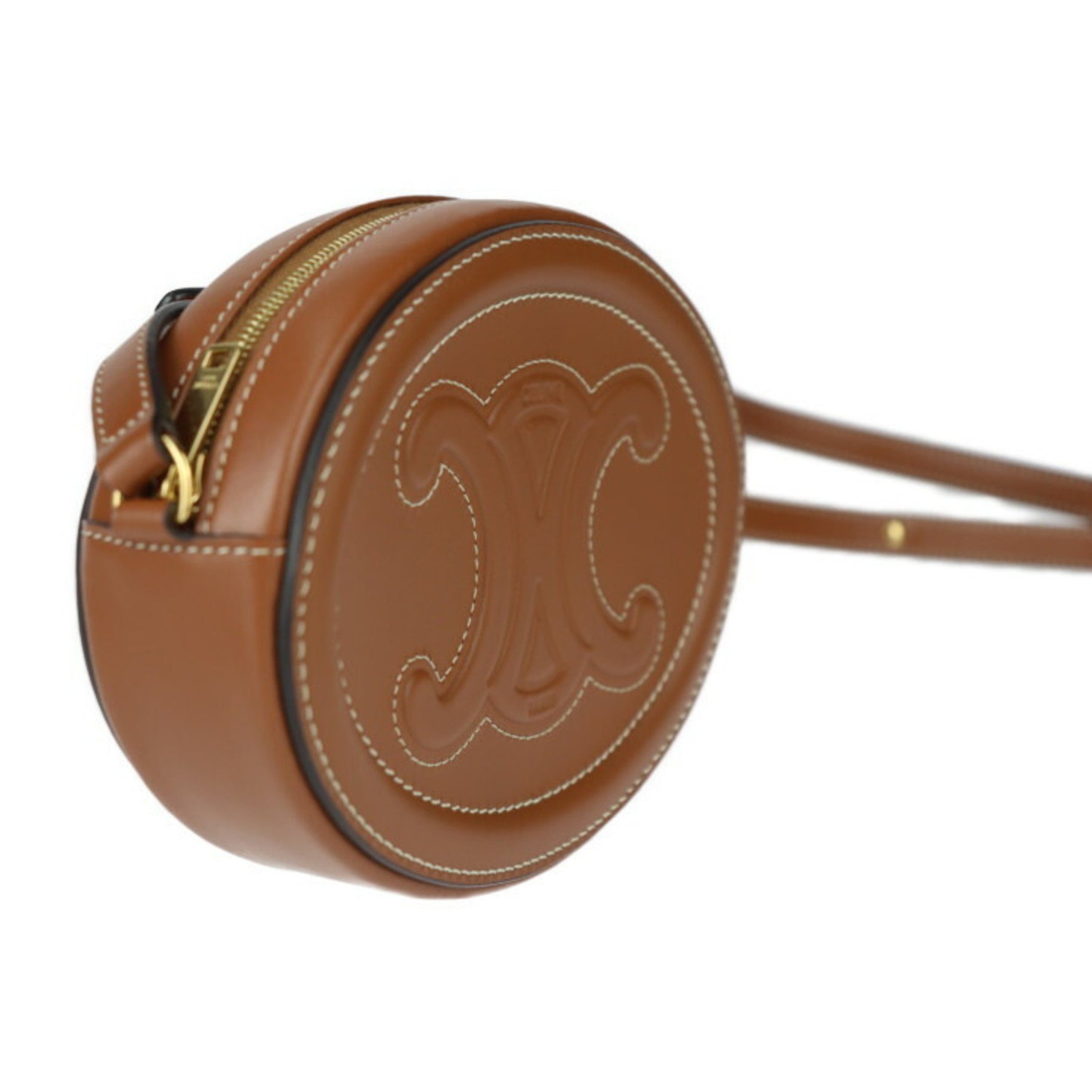 CELINE Cuir Triomphe Oval Purse Crossbody Shoulder Bag Calfskin Pochette