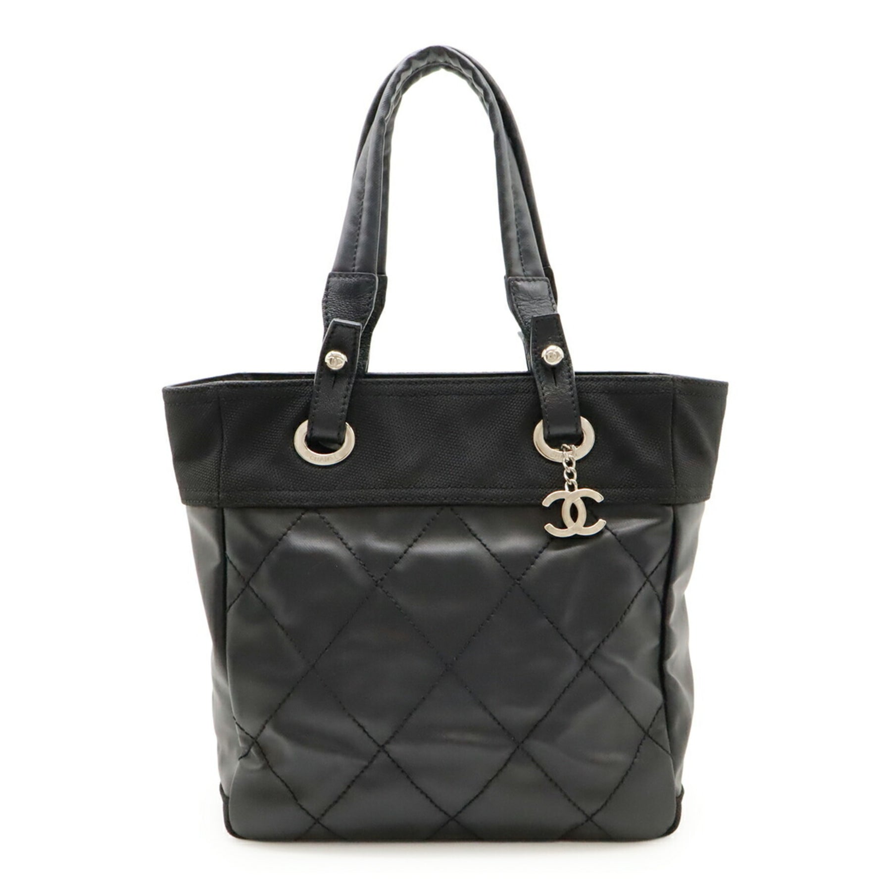 CHANEL Paris Biarritz Tote PM Bag Shoulder Coated Canvas Leather
