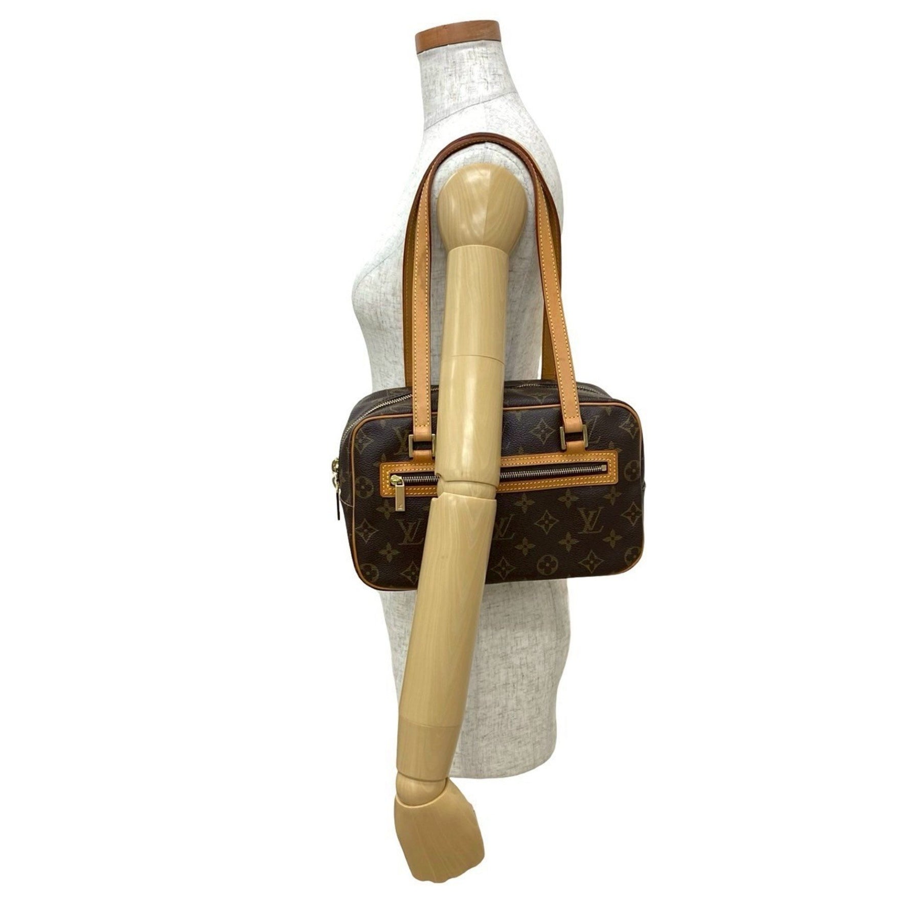 LOUIS VUITTON Cite MM Monogram Leather Semi-Shoulder Bag/Tote Bag/Handbag