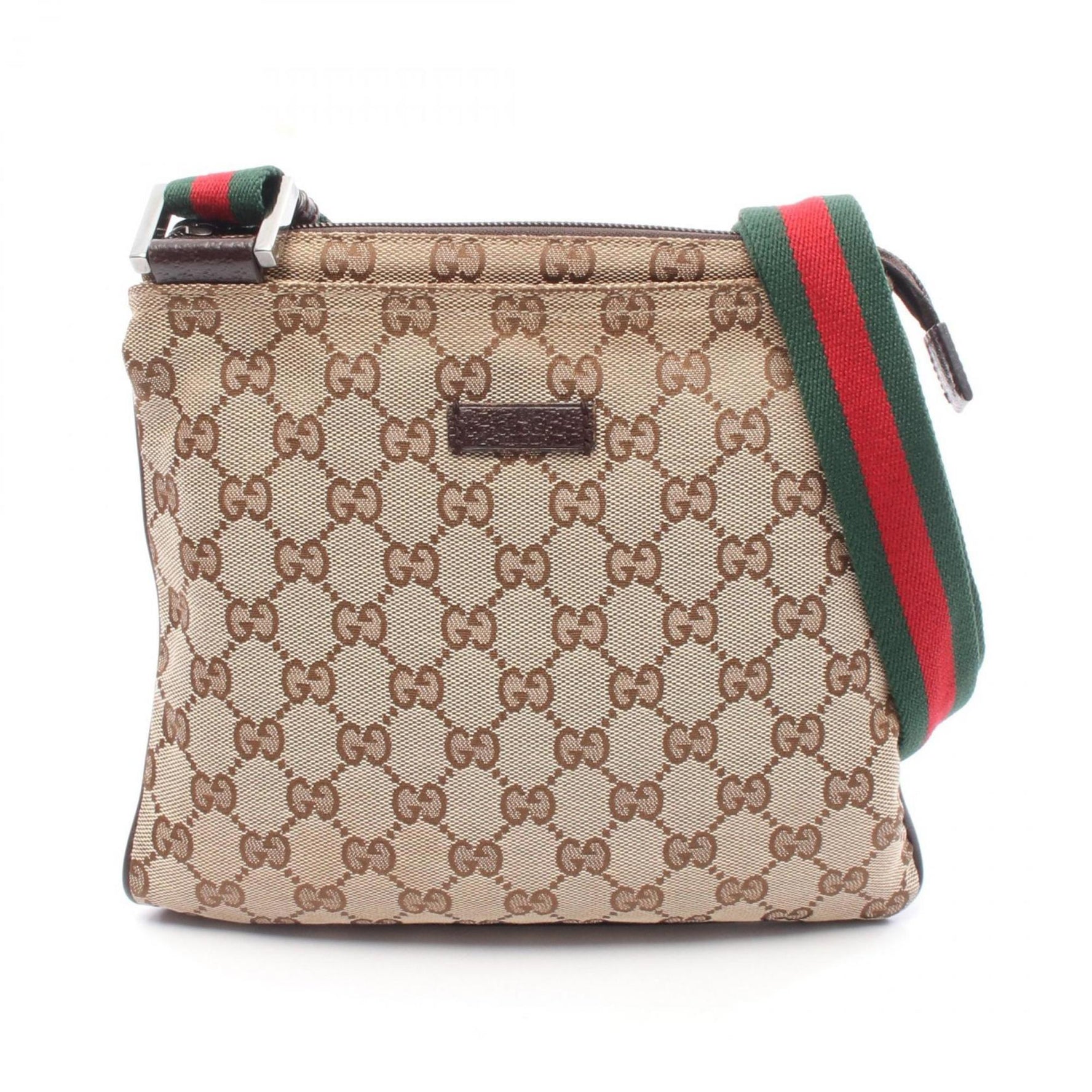 Gucci GG Canvas Sherry Line Shoulder Bag, and Leather, Beige, Brown, Multicolor
