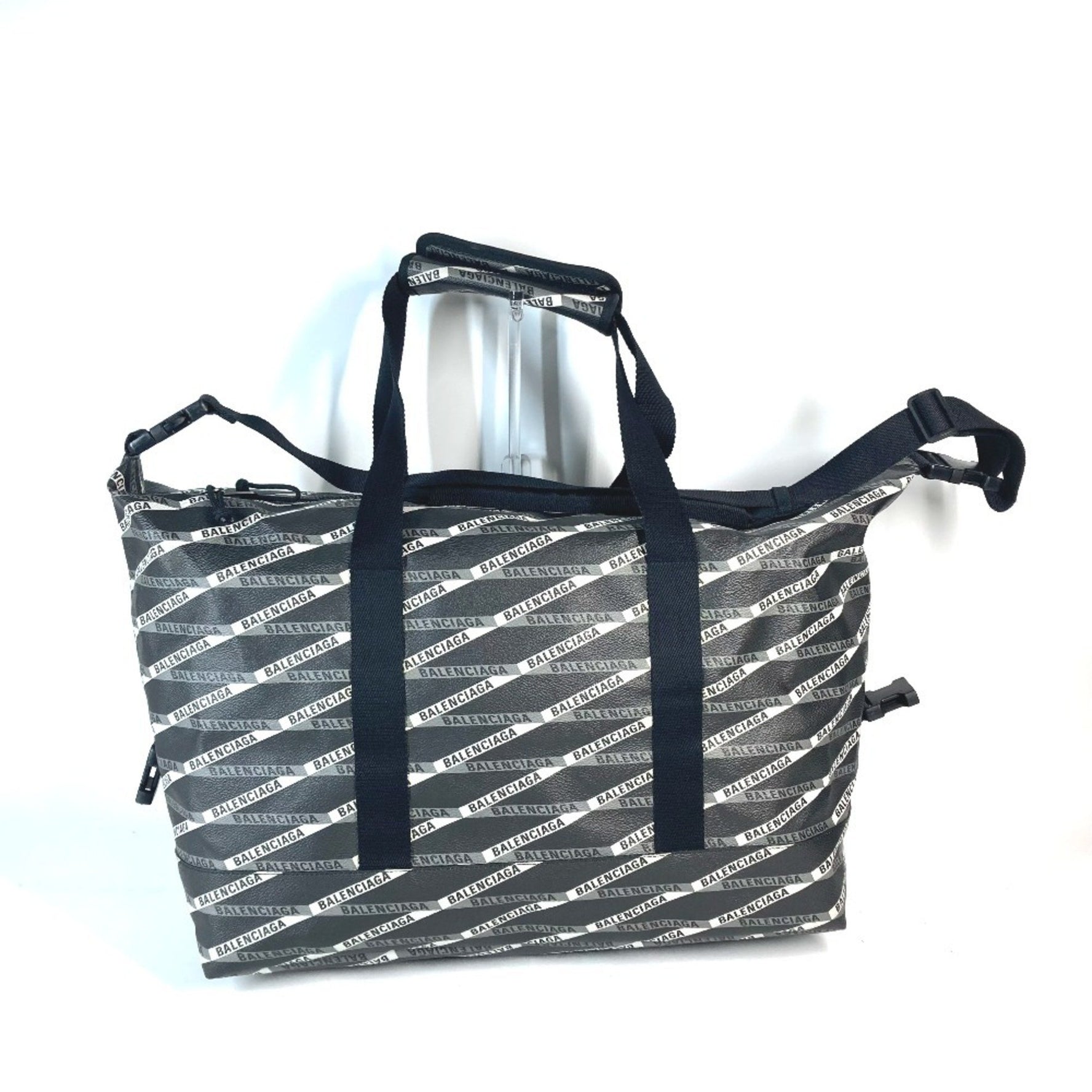 BALENCIAGA Shoulder Bag Travel Boston Leather Men's Women's Gray
