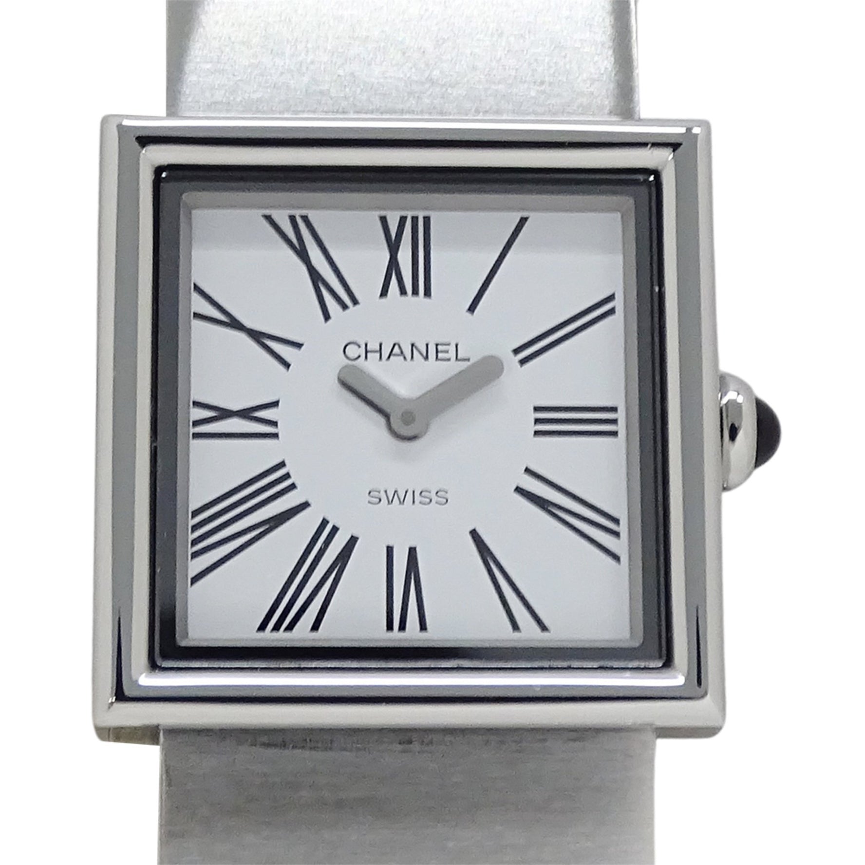 CHANEL Mademoiselle Quartz Watch, Stainless Steel, Silver/White, Polished