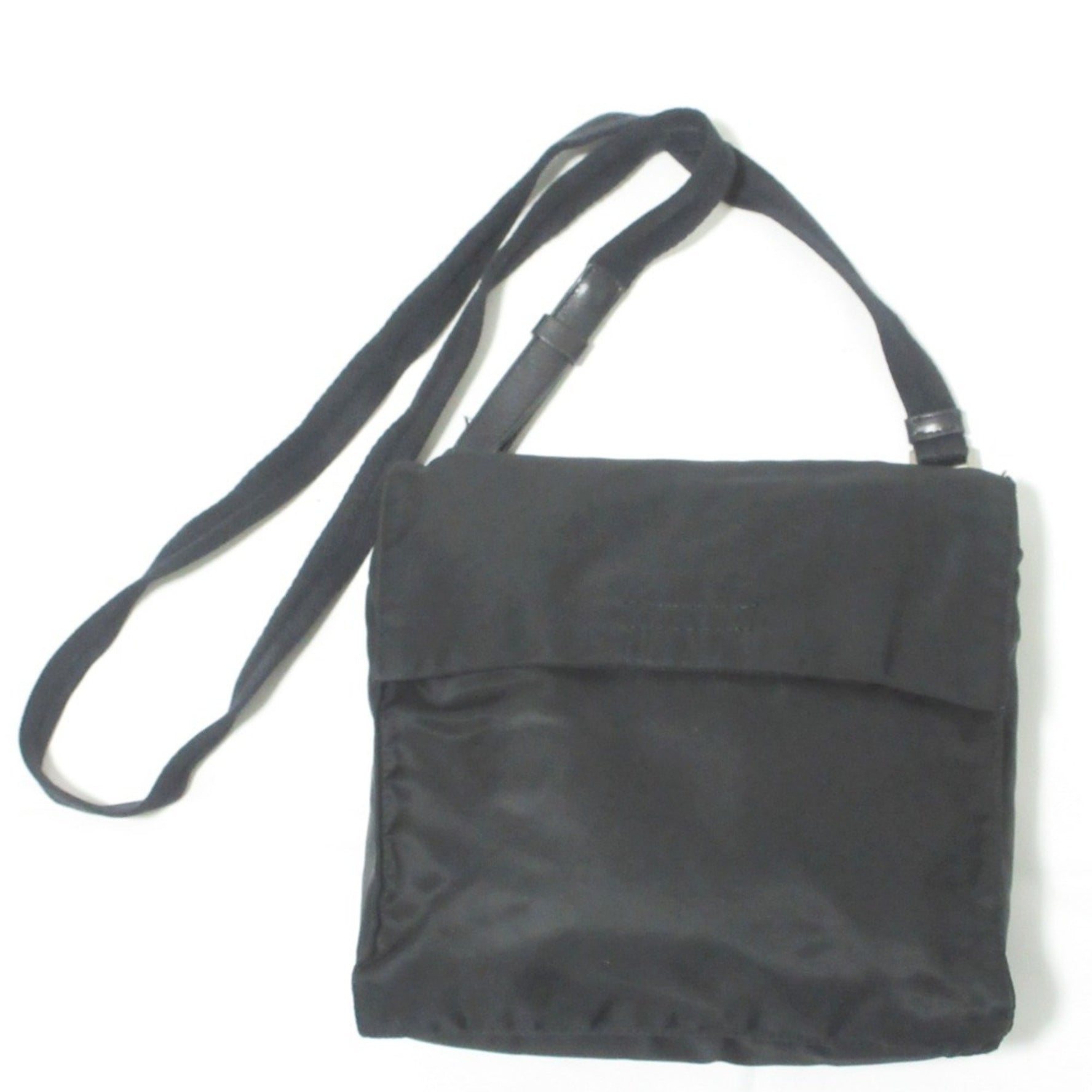 PRADA Prada Nylon Triangle Logo Plate Shoulder Bag Black Women's