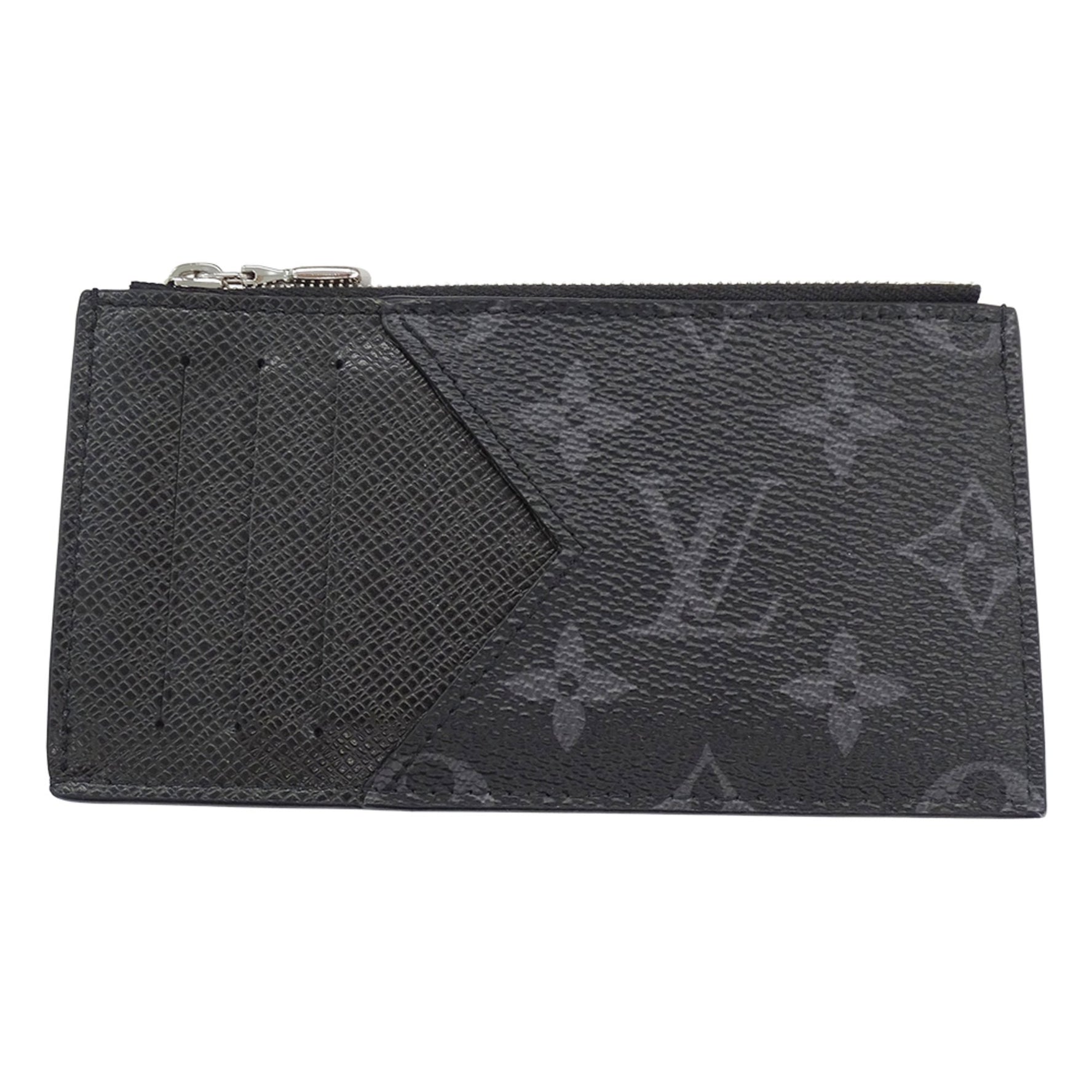 Louis Vuitton Taiga Lama Card Case, Monogram Eclipse Coin Holder in Black, with IC Chip