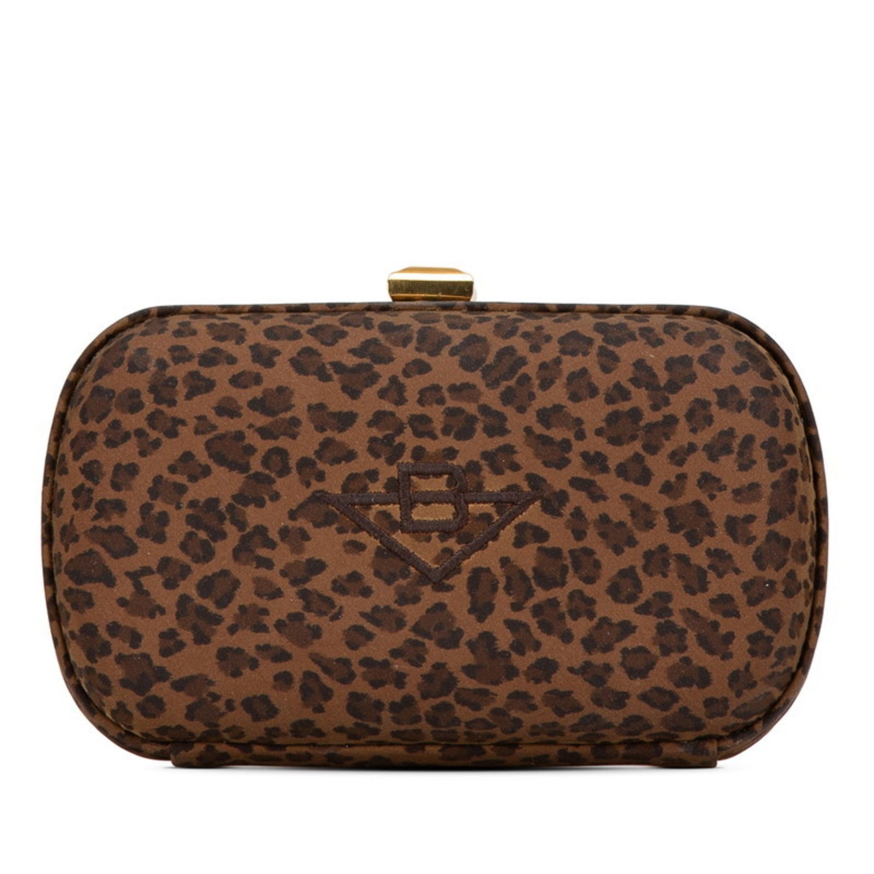 Bottega Veneta Leopard Print Clutch Bag in Khaki Green and Brown Nylon