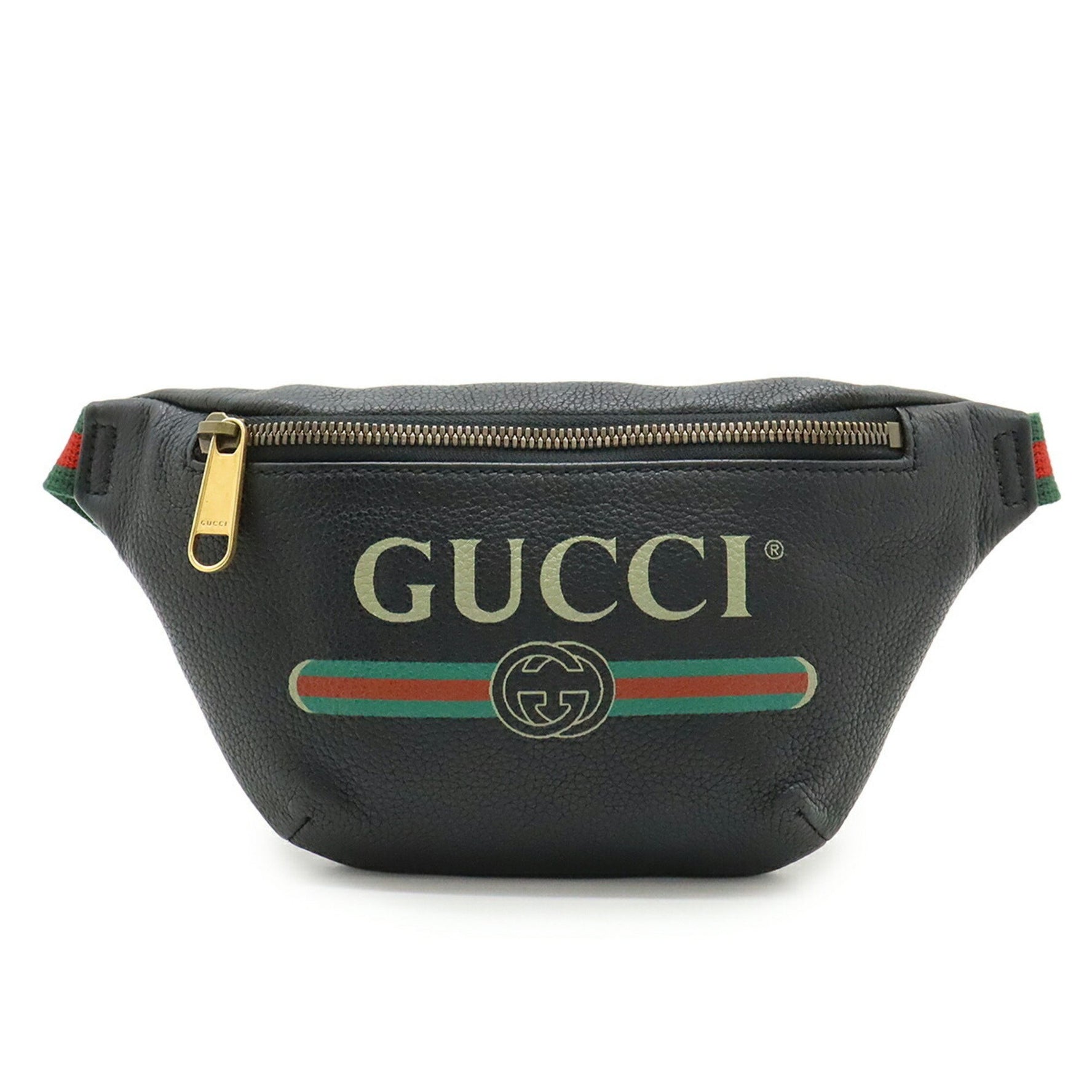 GUCCI Print Small Belt Bag, Sherry Line, Waist Hip Body Leather, Black