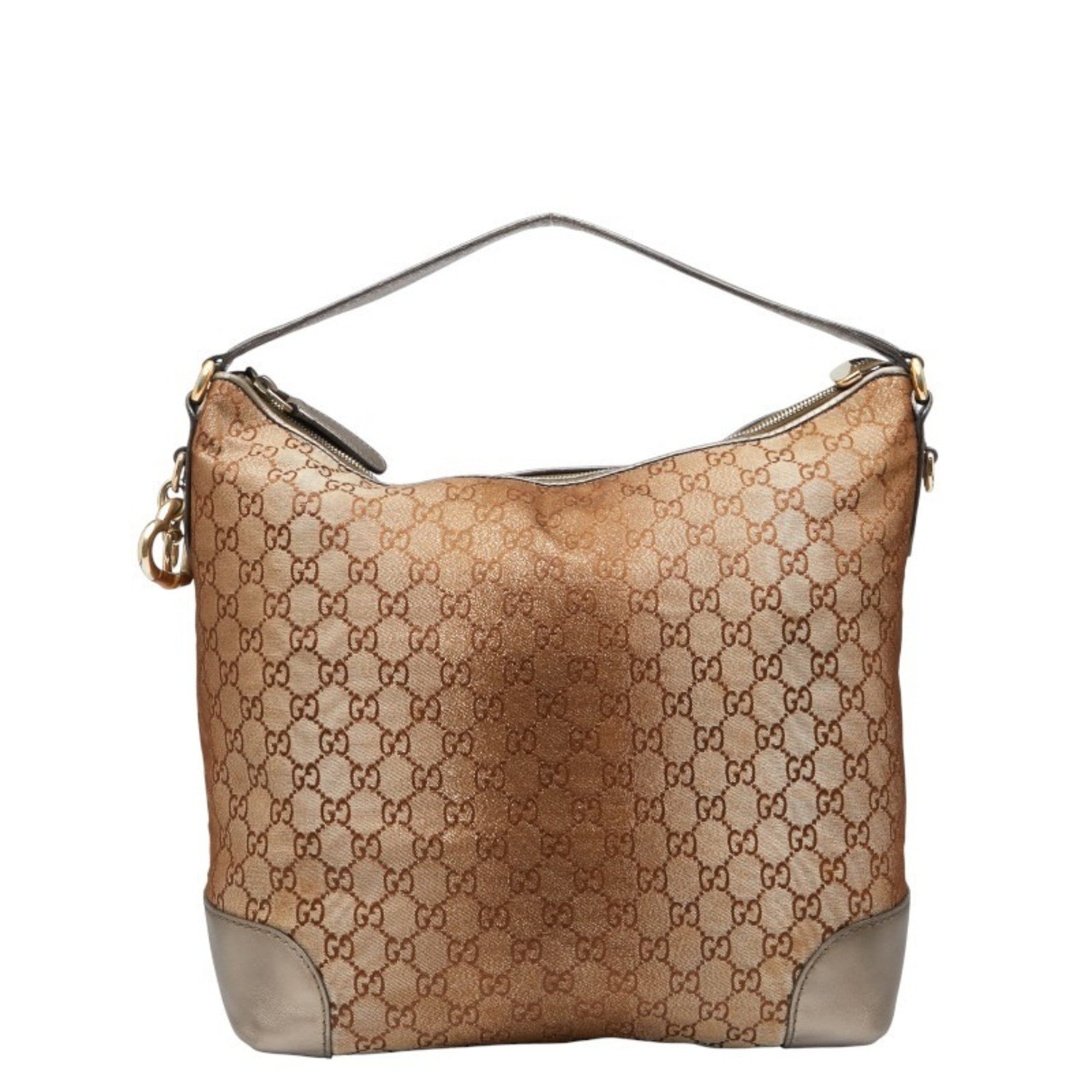 Gucci GG Canvas Heart Bit Bamboo One-Shoulder Bag and Leather