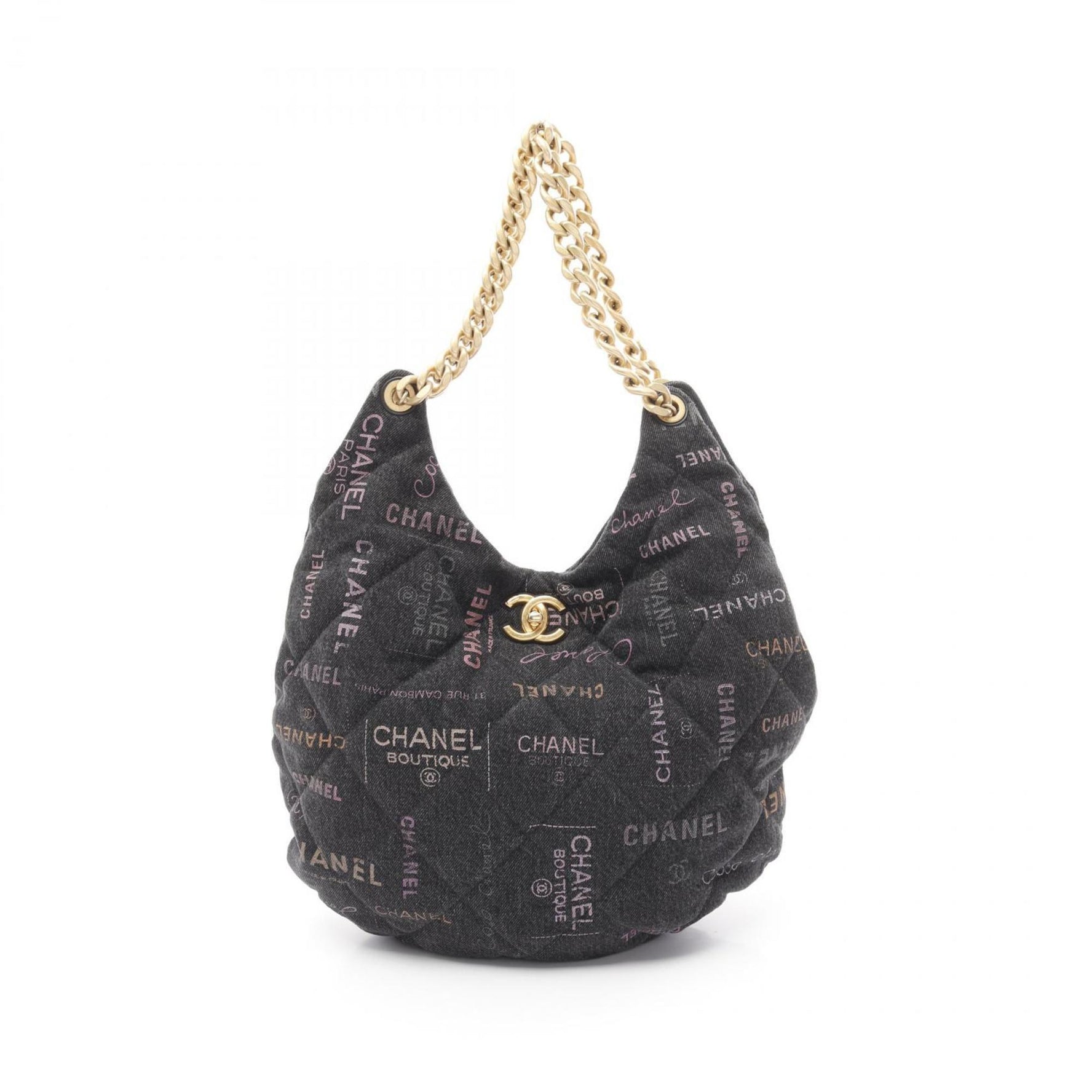 CHANEL Matelasse Hobo Shoulder Bag Denim Women's Black Multicolor AS3127