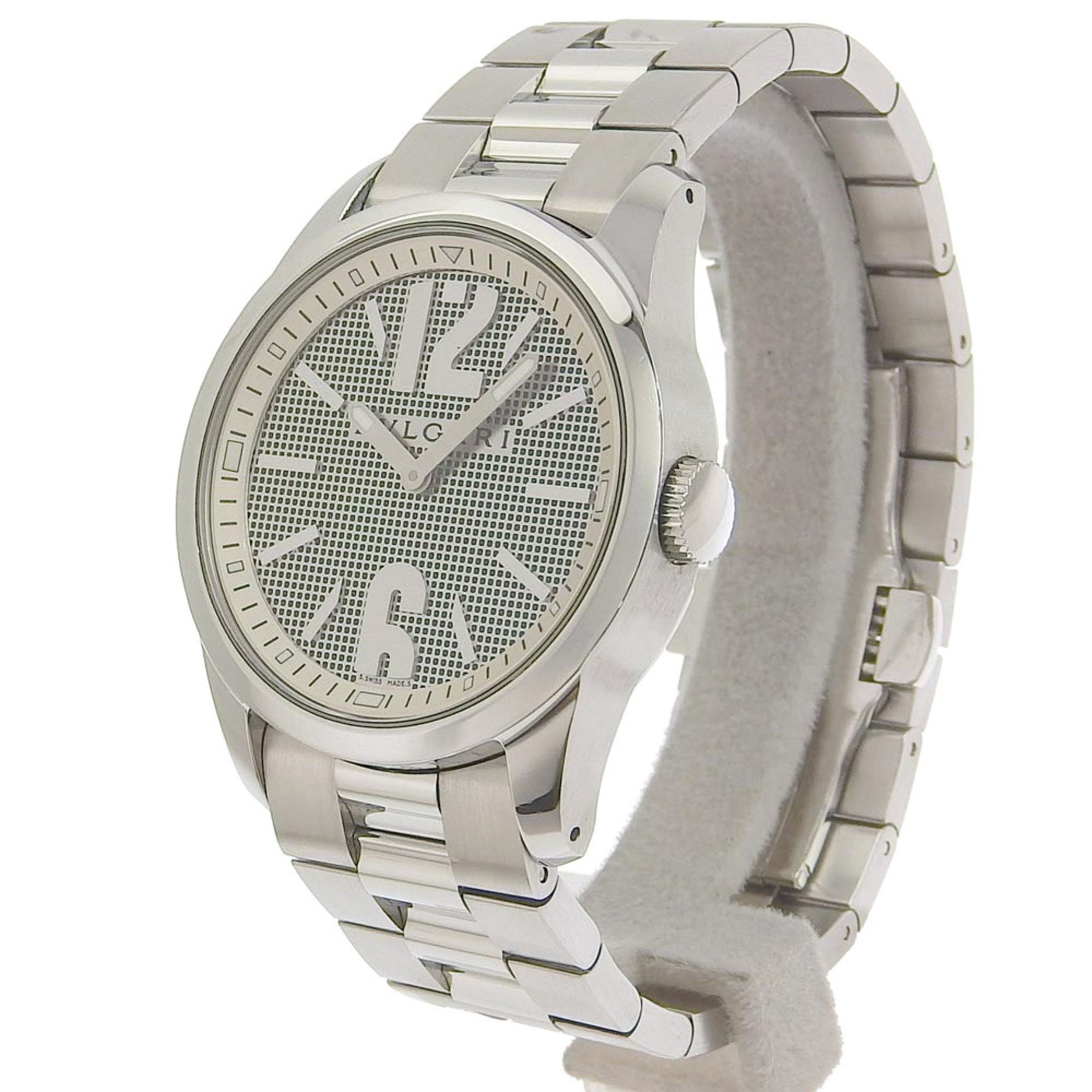 Bvlgari Solotempo ST37S Stainless Steel Silver Quartz Analog Display Men's Black Dial Watch