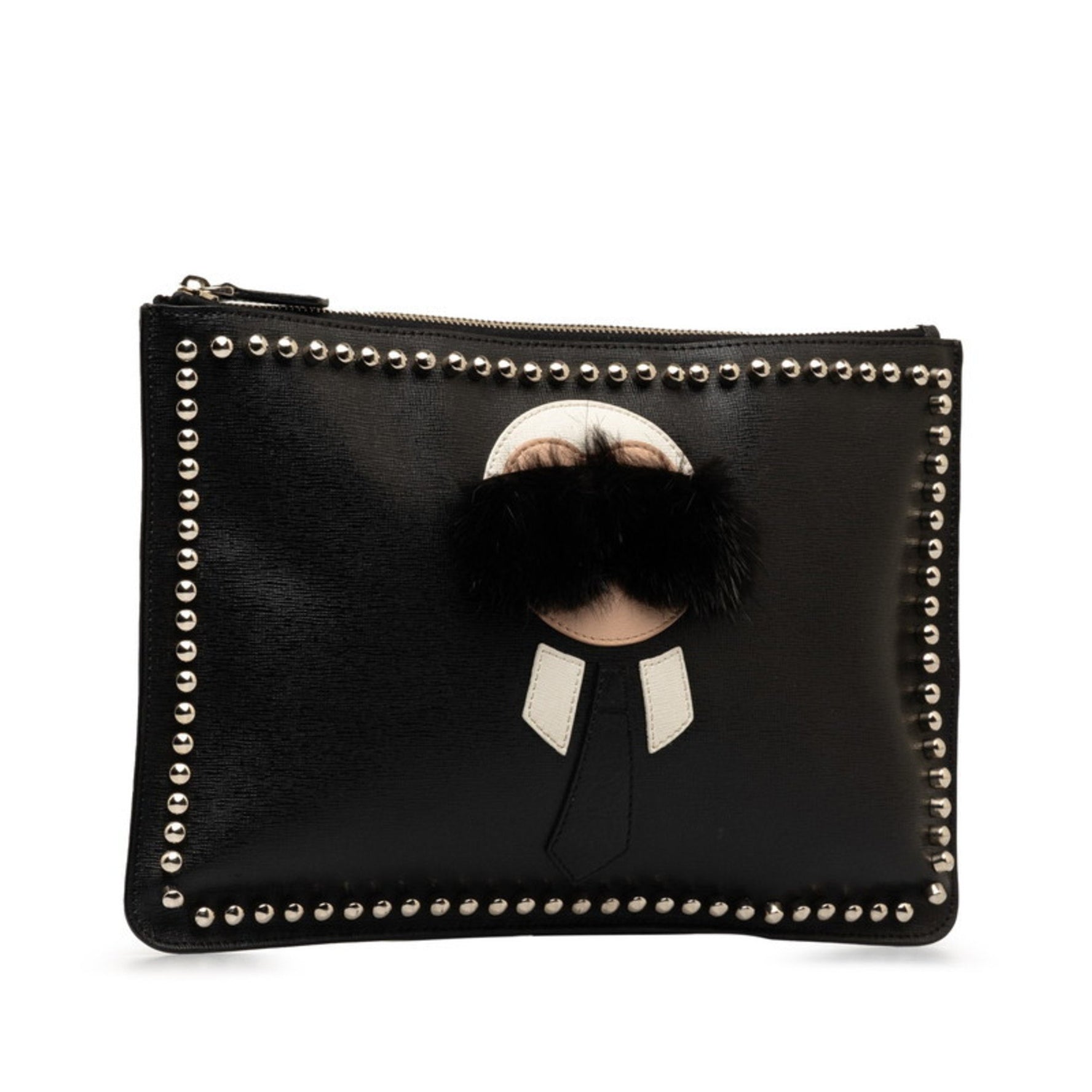 FENDI Karl Lagerfeld Clutch Bag Leather