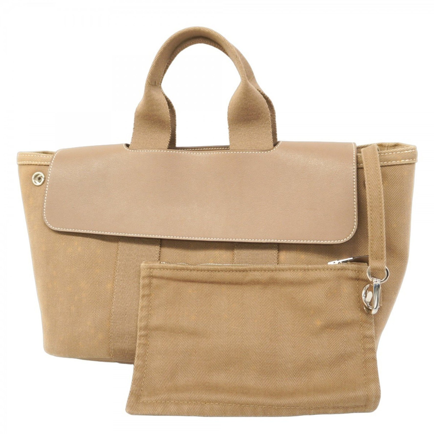 Hermes Hermès Valparaiso PM Toile Chevron Etoupe Handbag for Women
