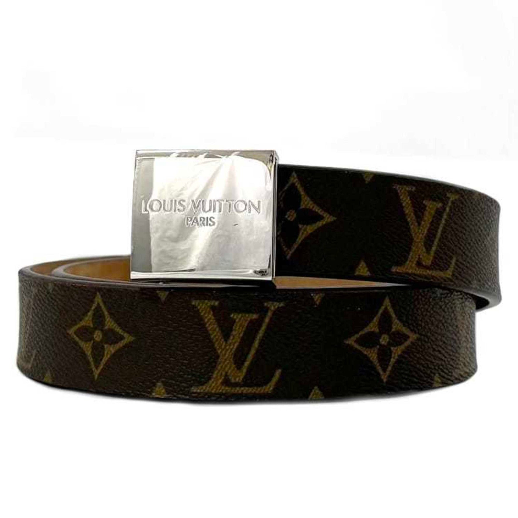 Louis Vuitton Belt Santur Carre ec-21954 Brown Monogram M6801 Waist 98cm Canvas LB0090 LOUIS VUITTON Square LV