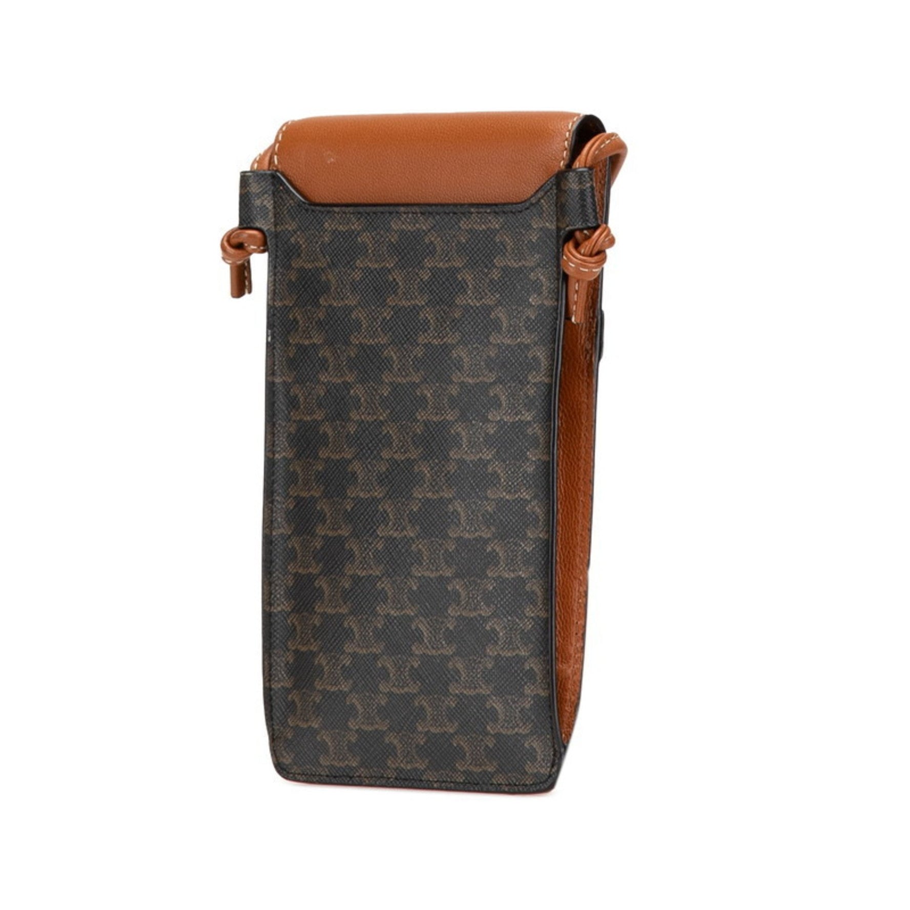 Celine Triomphe Pouch Shoulder Bag in Black and Brown Leather