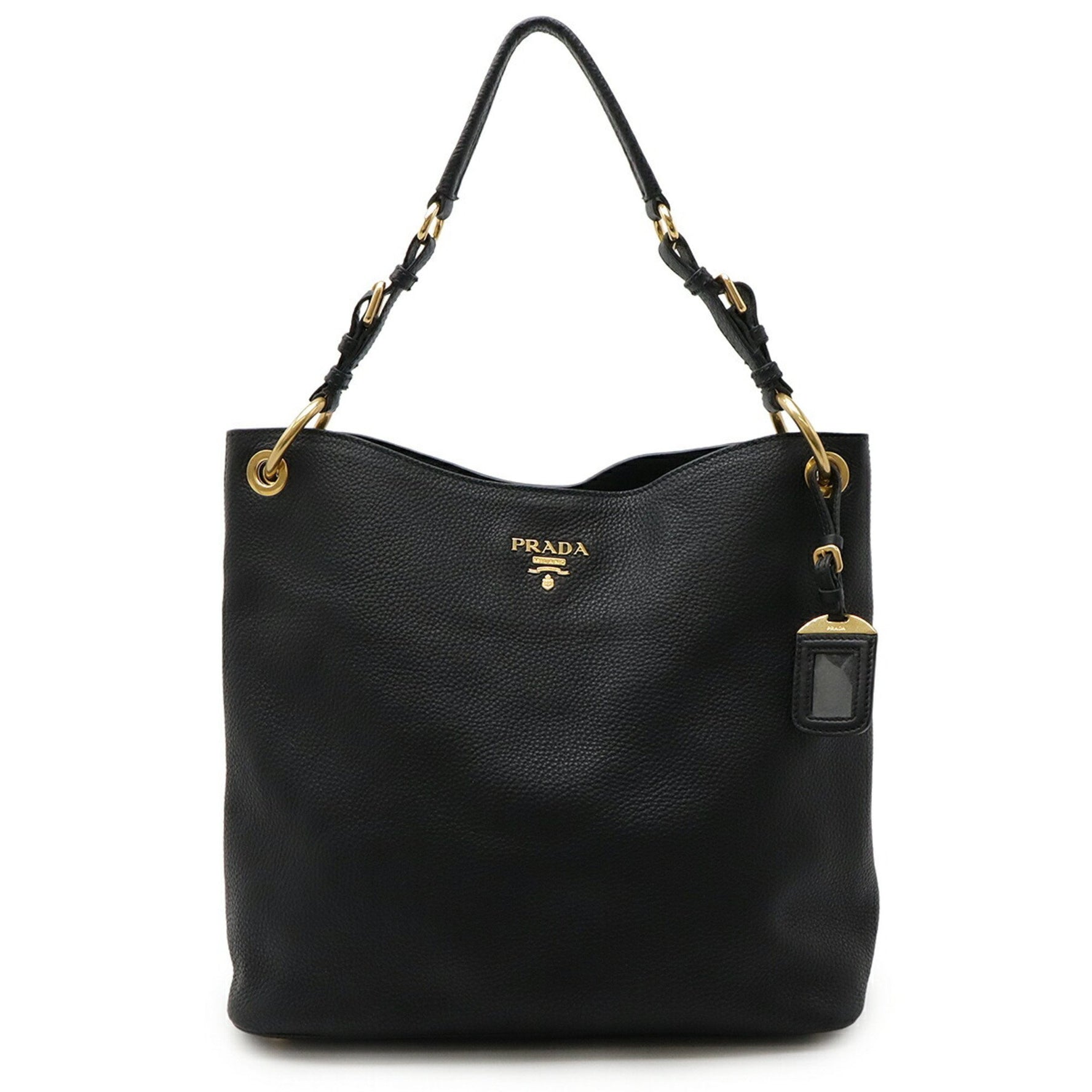 PRADA VIT.DAINO Shoulder Bag Leather NERO Black BR4892