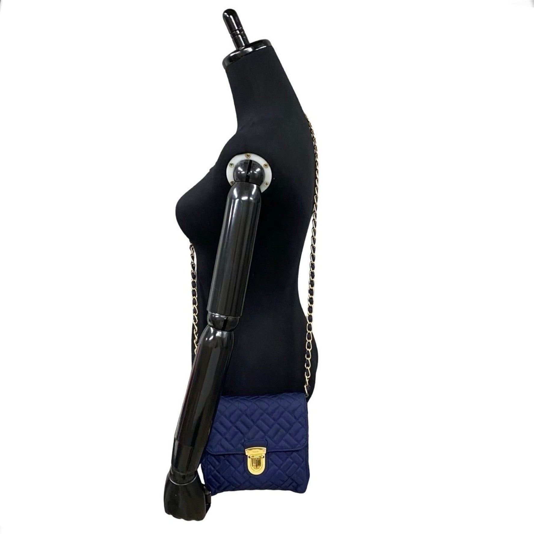 PRADA logo hardware quilted nylon and Saffiano leather chain shoulder bag