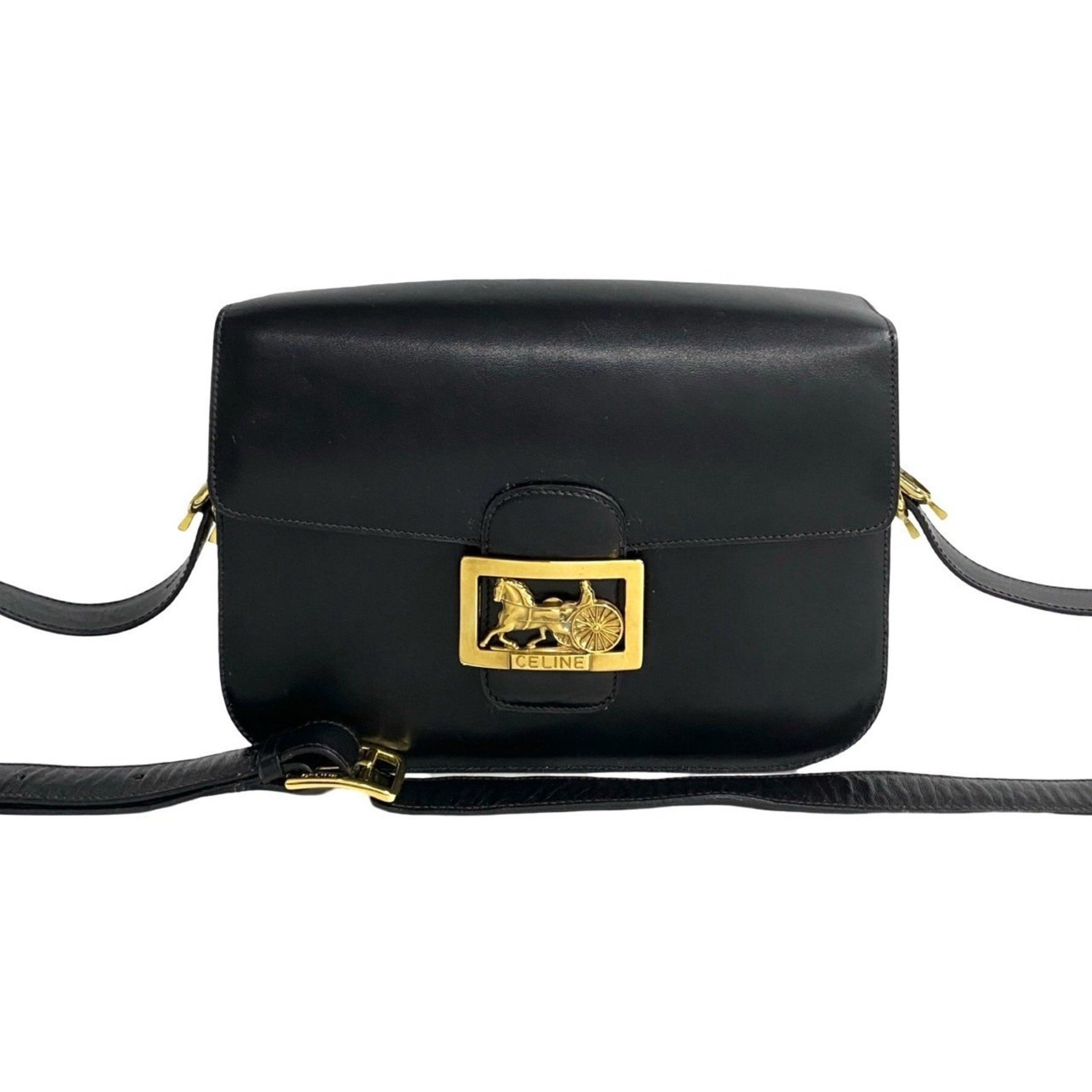 CELINE Horse-Drawn Carriage Hardware Calfskin Leather Shoulder Bag/Pochette/Sacoche in