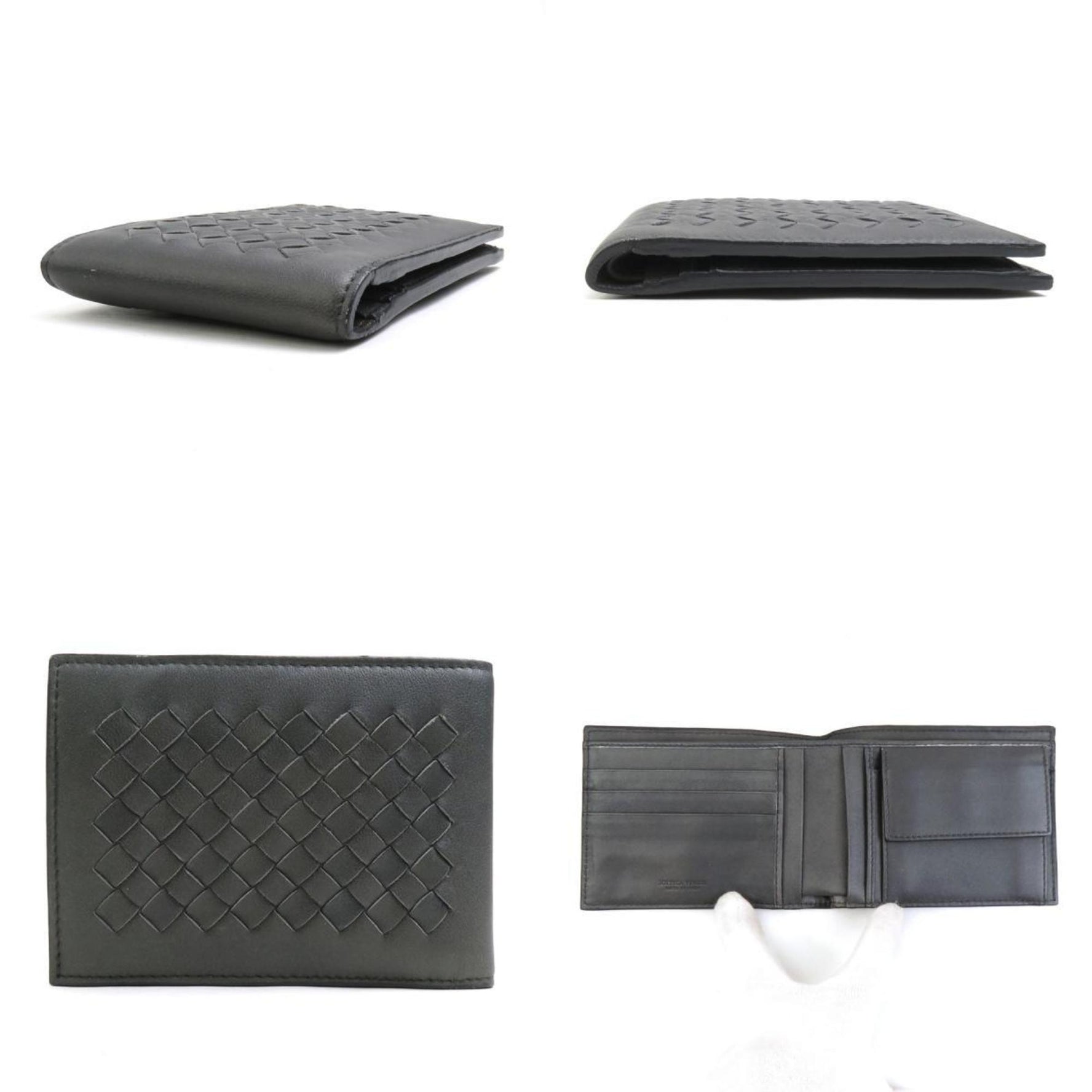 Bottega Veneta Bi-fold Wallet Intrecciato Leather Dark Grey Men's w0957a