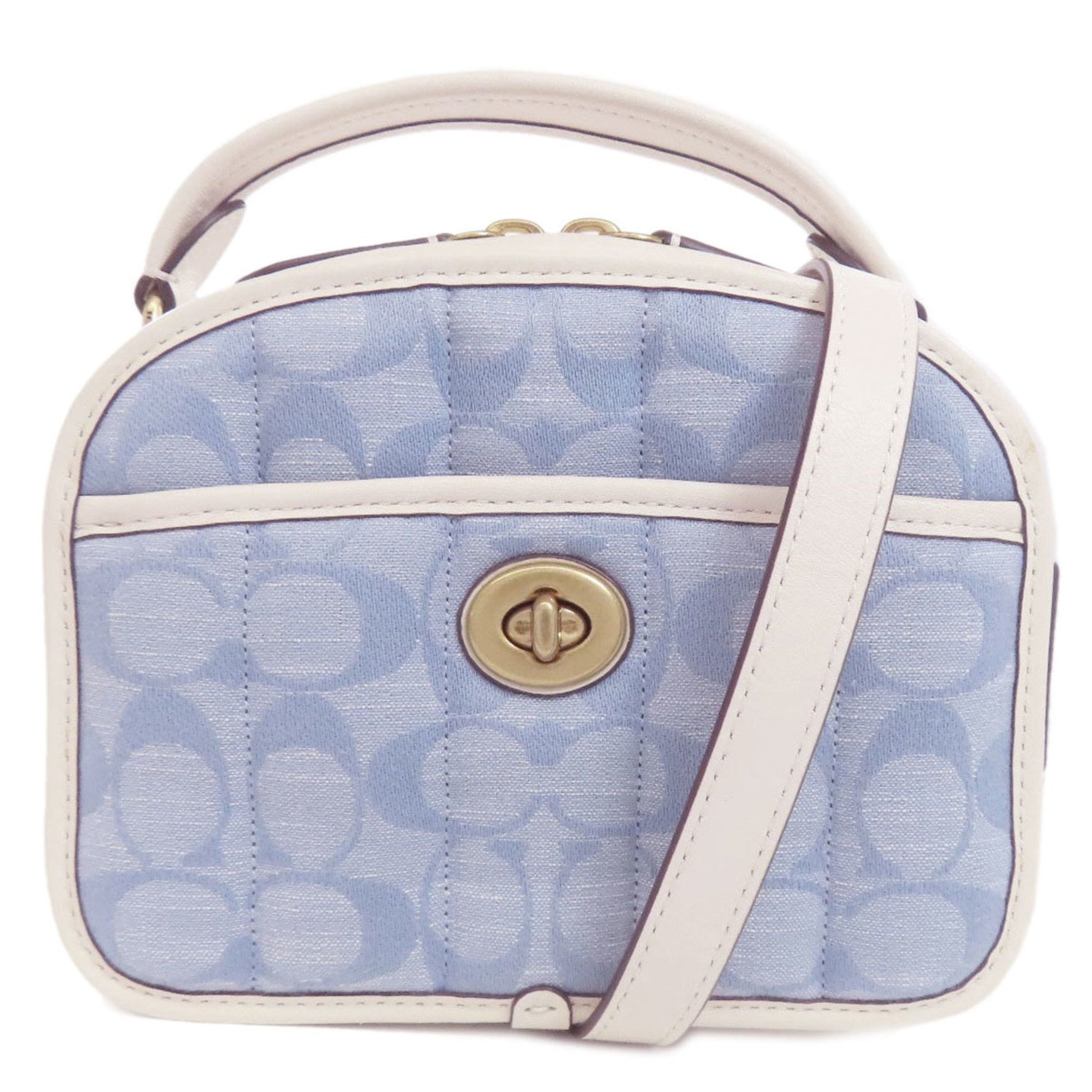 Coach Signature Handbag Denim Leather