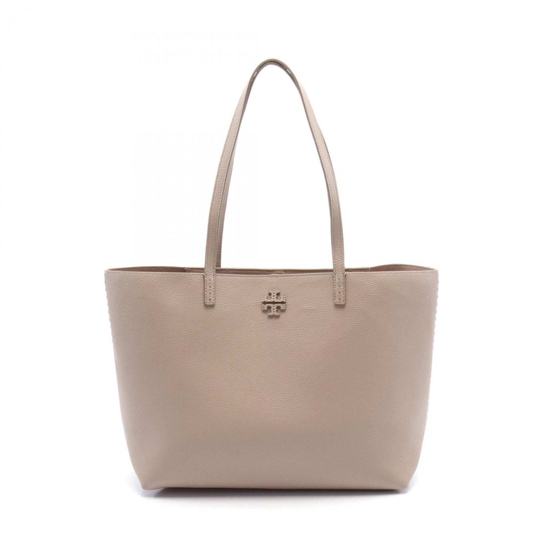Tory Burch MCGRAW Tote Bag Leather Women's Beige