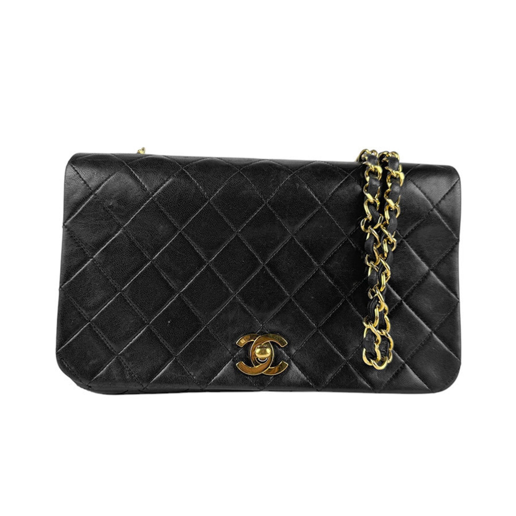 CHANEL Shoulder Bag Lambskin Gold