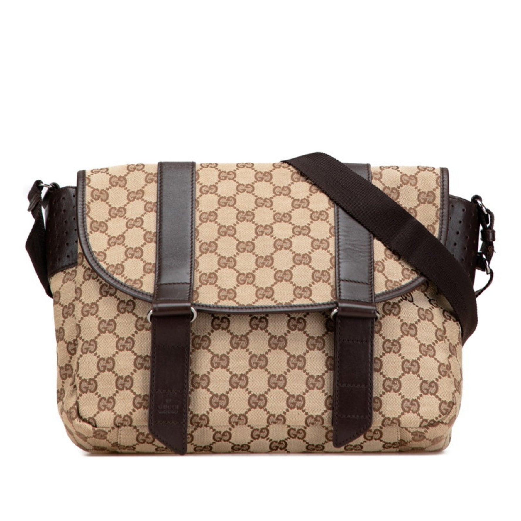 Gucci GG Canvas Crossbody Shoulder Bag/Messenger Bag Beige/Brown Canvas/Leather