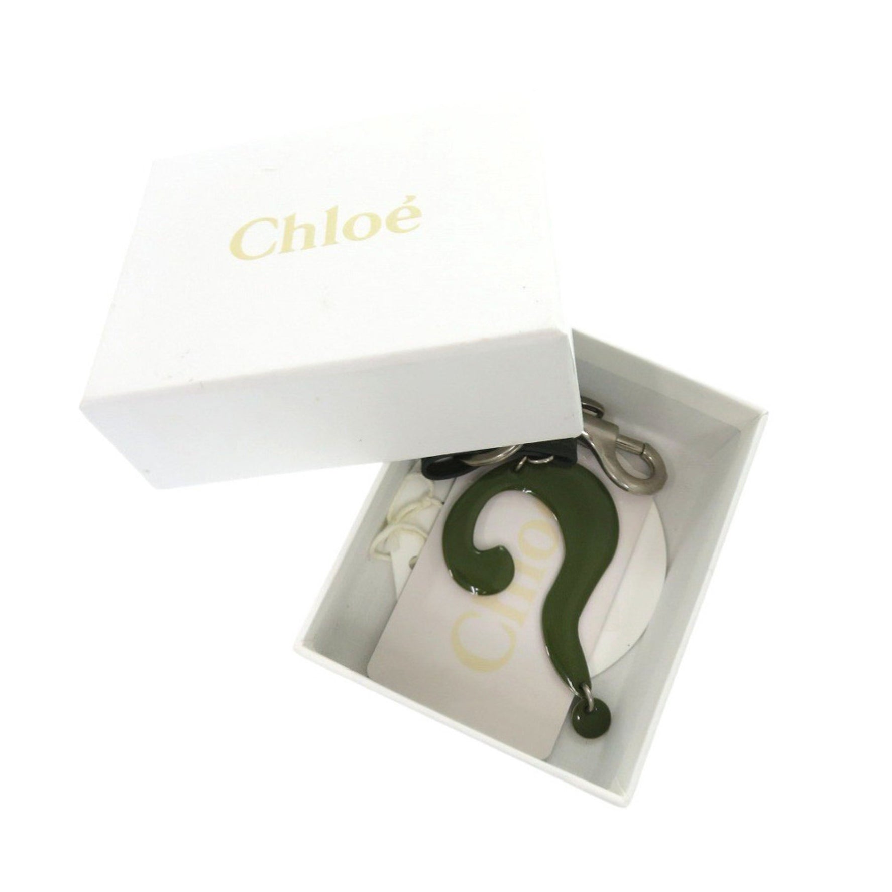 Chloé Chloe Key Ring Question Charm Keychain Metal/Metal Green 1876