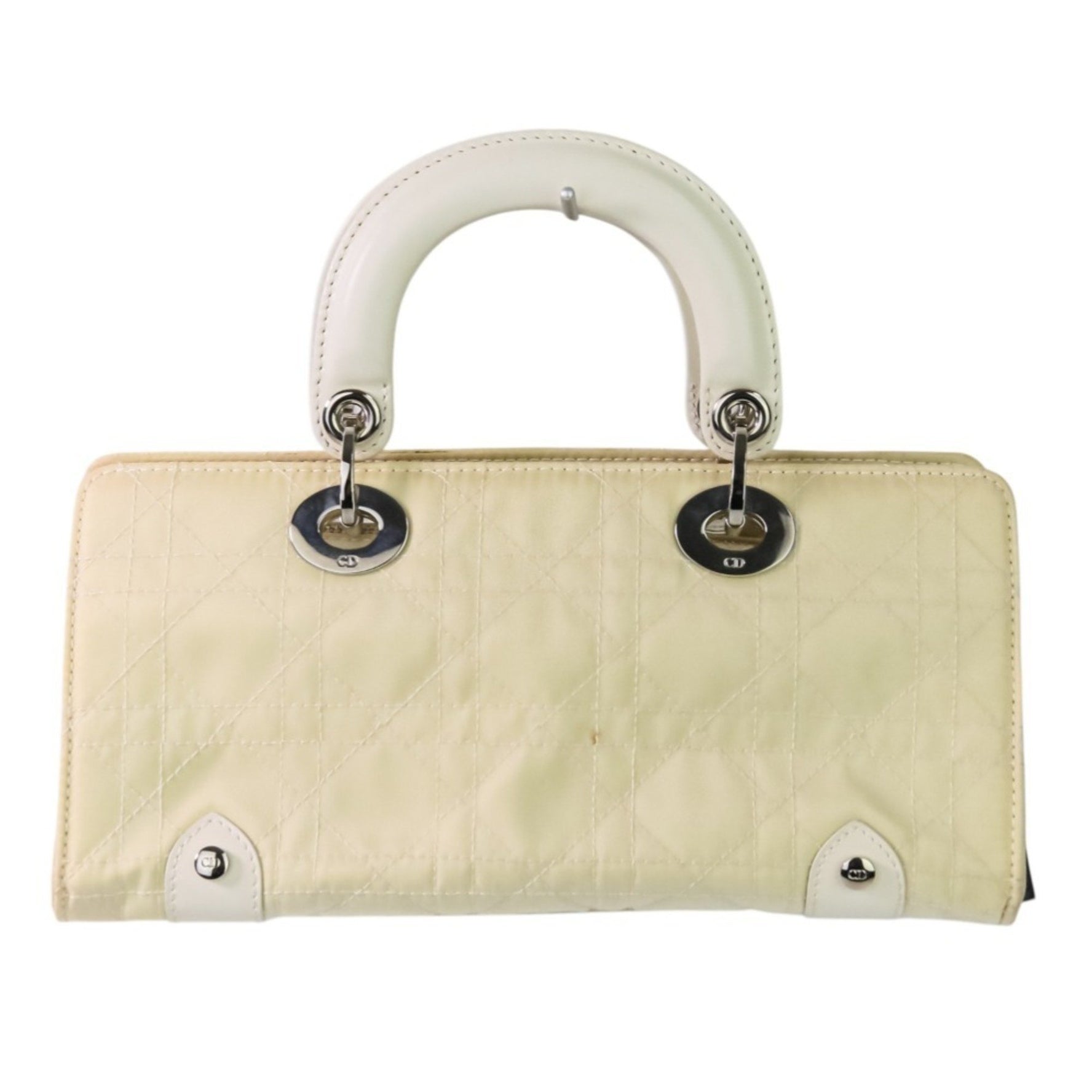 Christian Dior Lady Cannage Nylon Handbag, Off-White, Women's