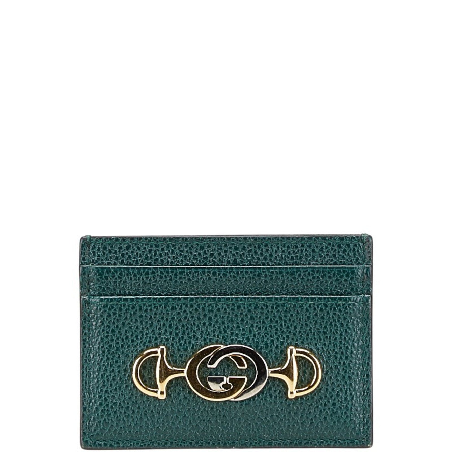 Gucci Zumi Card Case/Pass Case Green Leather Women's GUCCI