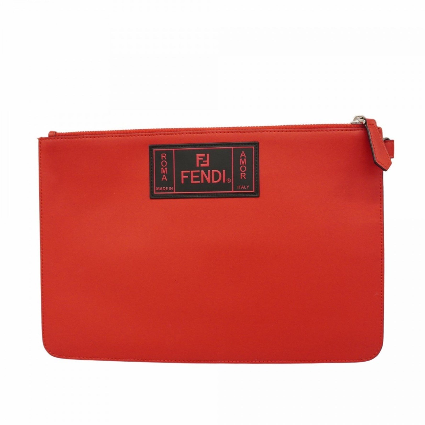 Fendi clutch bag leather red black