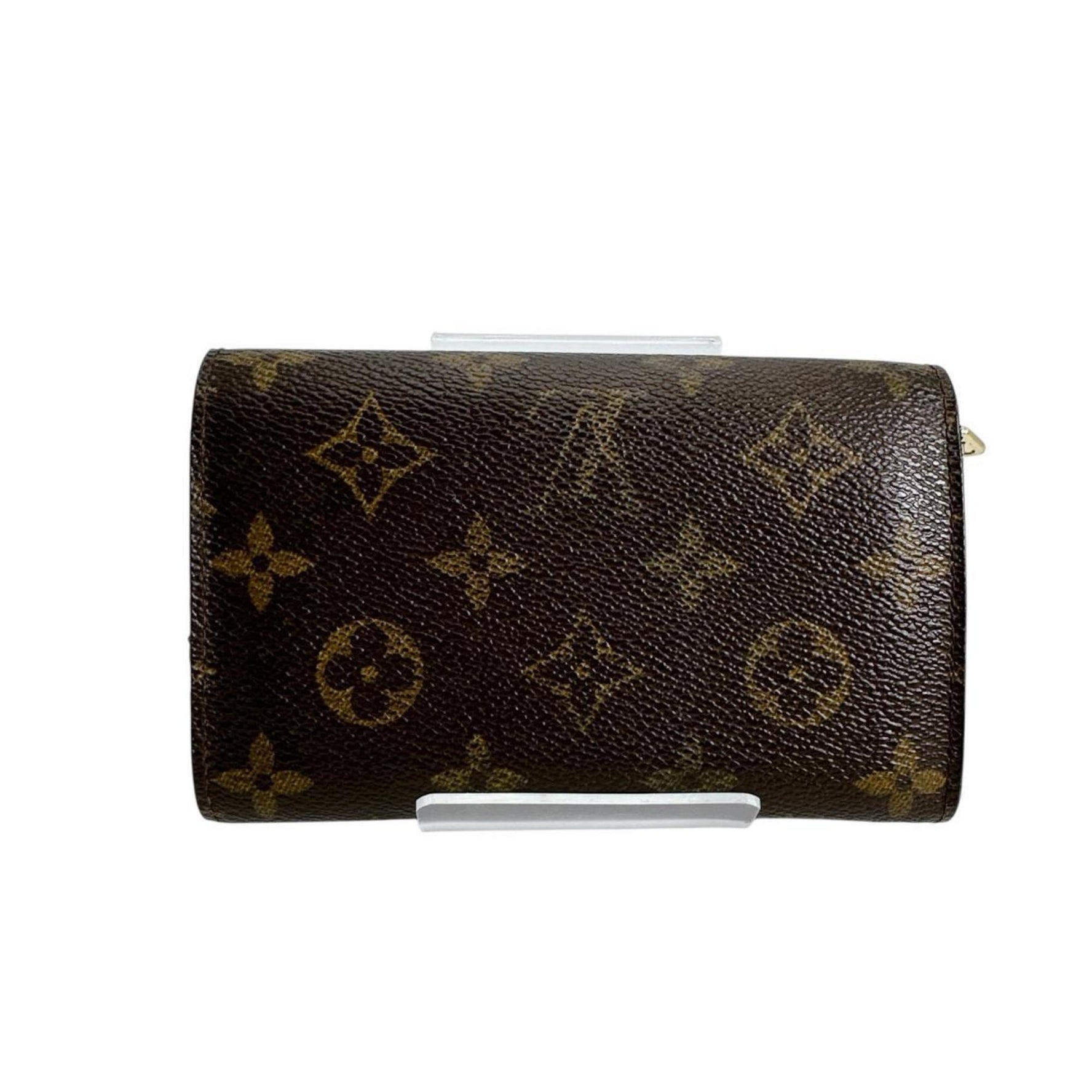 Louis Vuitton Bi-fold wallet L-shaped zipper Monogram Porte Monnaie Tresor canvas Brown