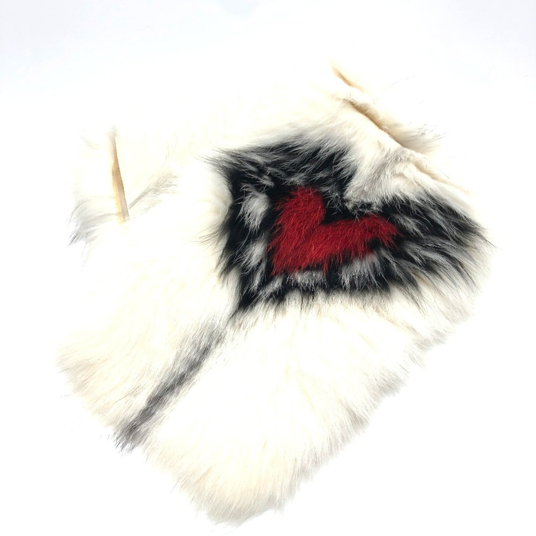 Christian Dior heart fur Scarf White/Red/Black