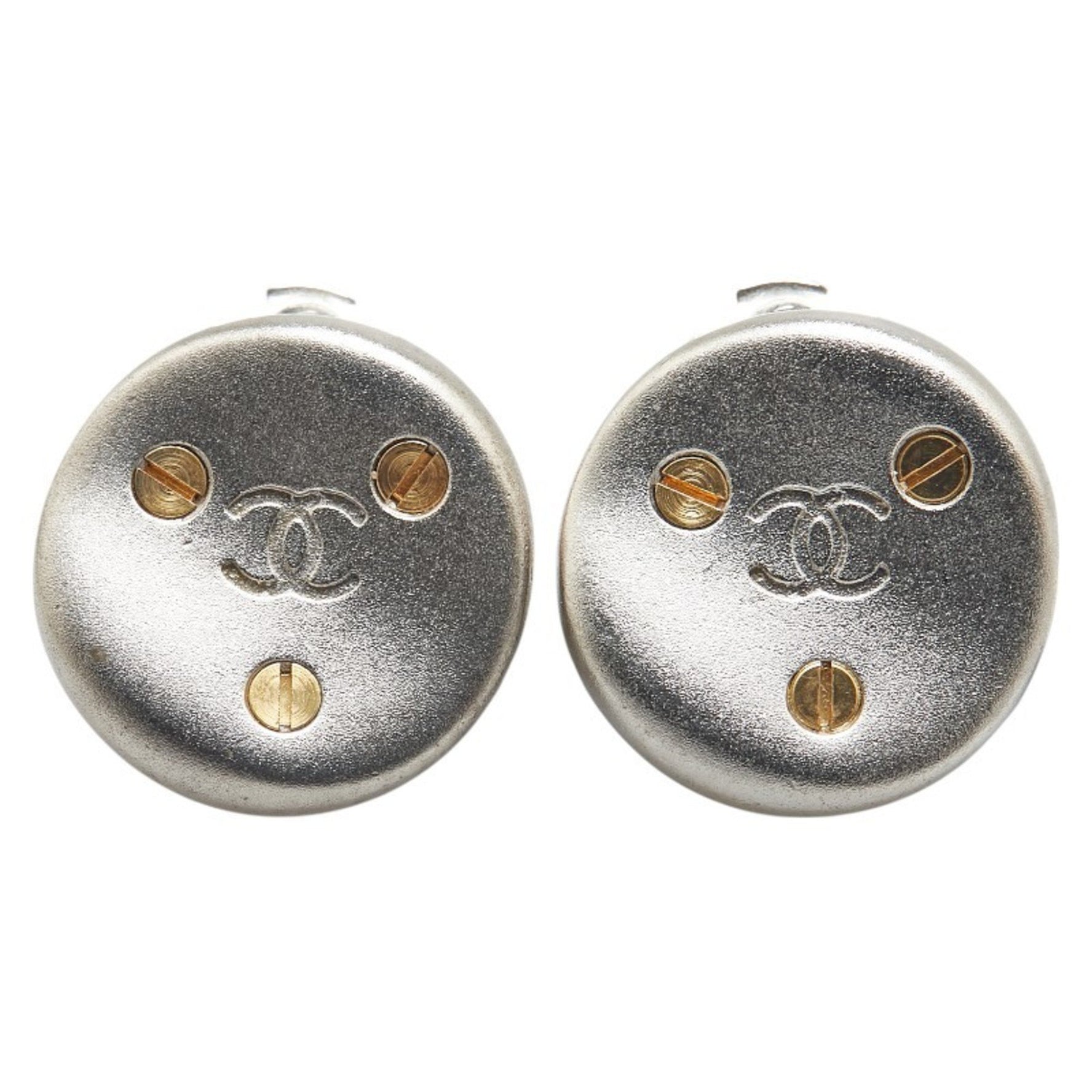 CHANEL Coco Mark Round Earrings in Metal