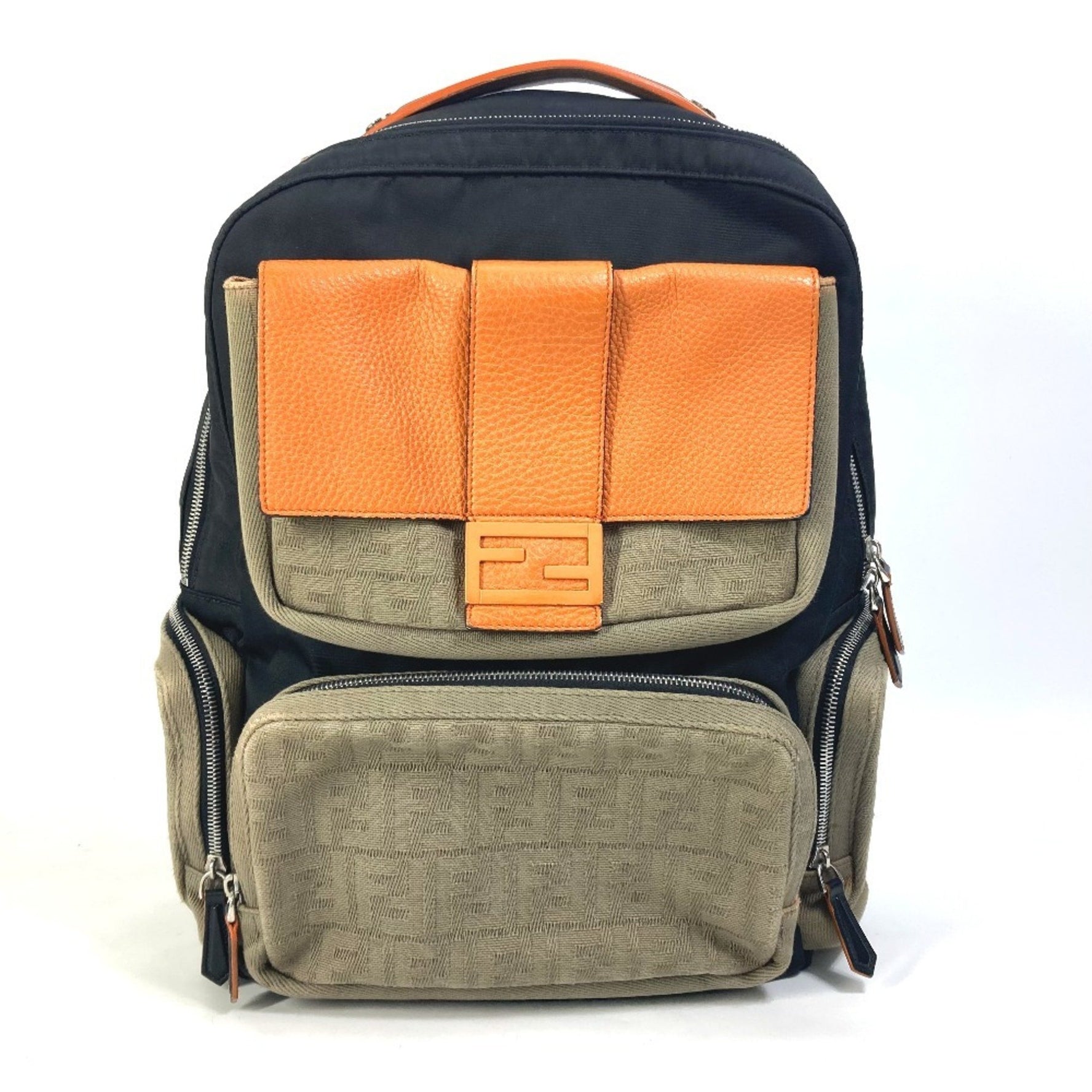 FENDI Zucca Multi Backpack in Nylon/Canvas, Men's, Black