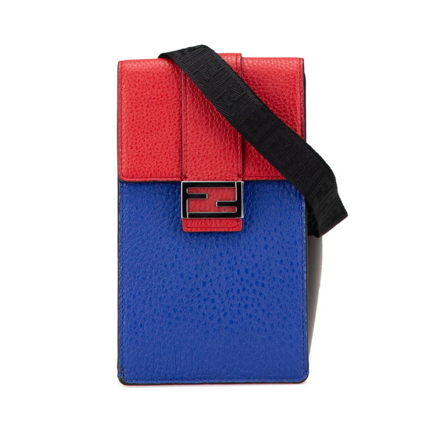 Fendi Shoulder Bag with Phone Holder Red and Blue Leather