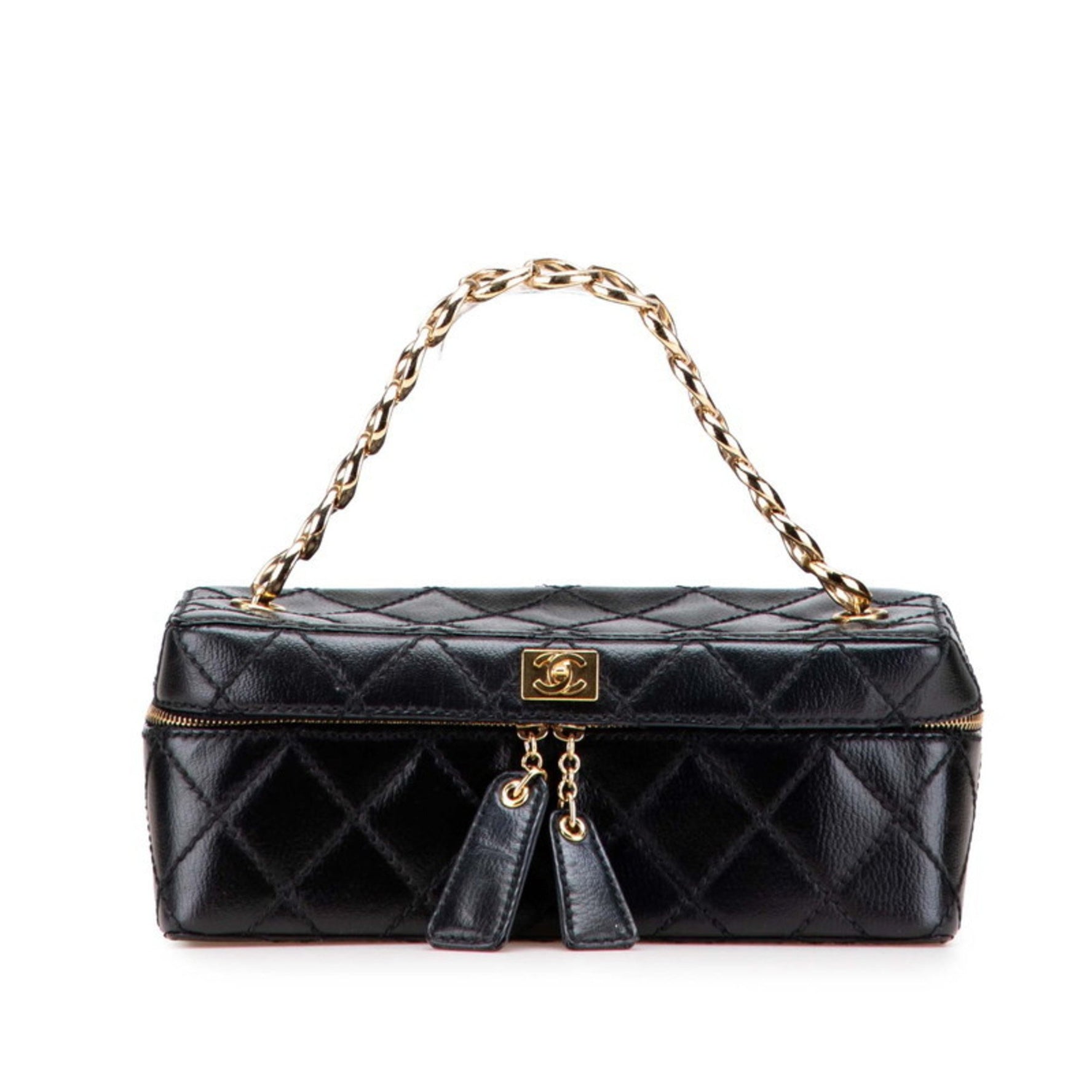 CHANEL Matelasse Coco Mark Chain Vanity Bag in Black Leather for Women