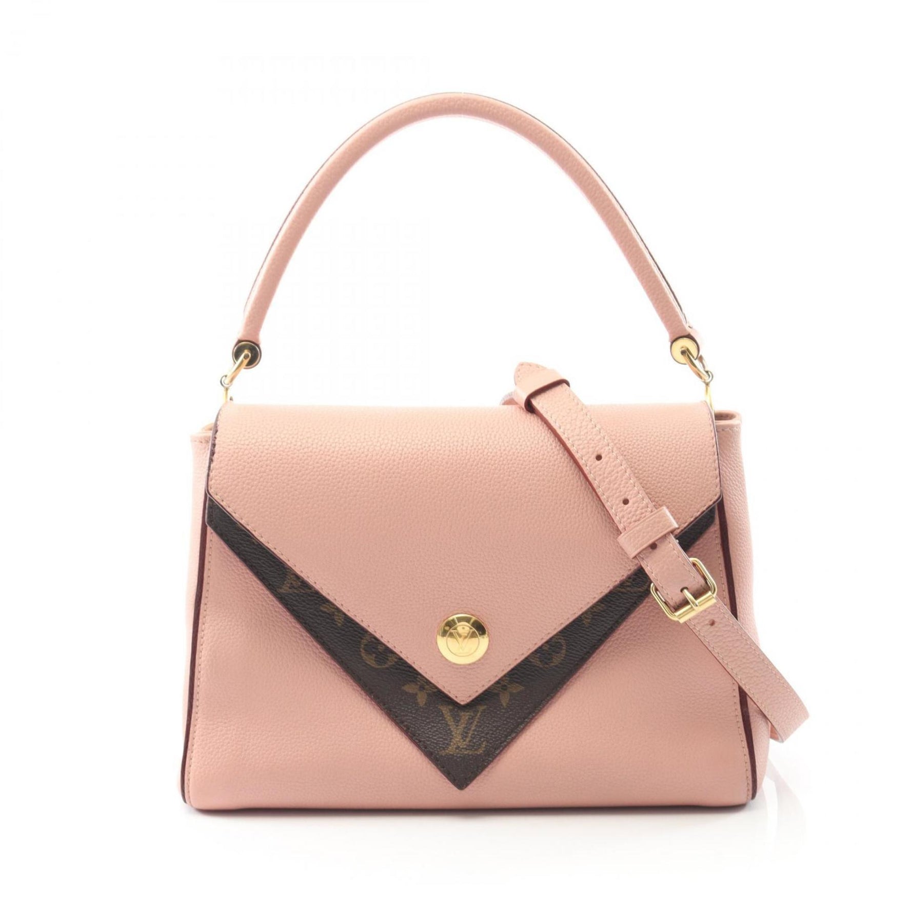 Louis Vuitton Double V Monogram Handbag, Leather and Coated Canvas, Pink Brown