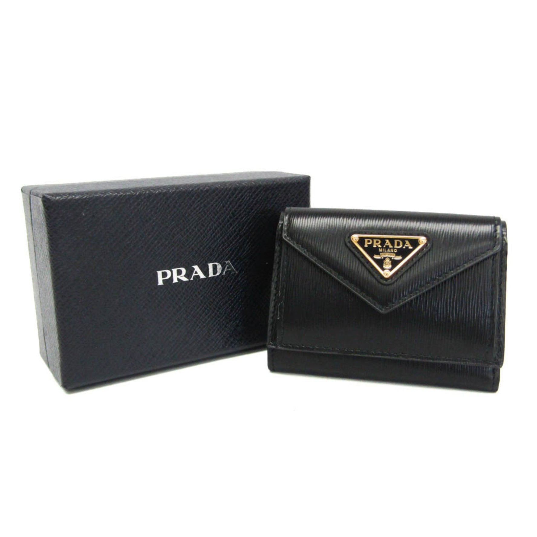 Prada VITELLO MOVE 1MH021 Women's Leather Wallet (tri-fold) Black